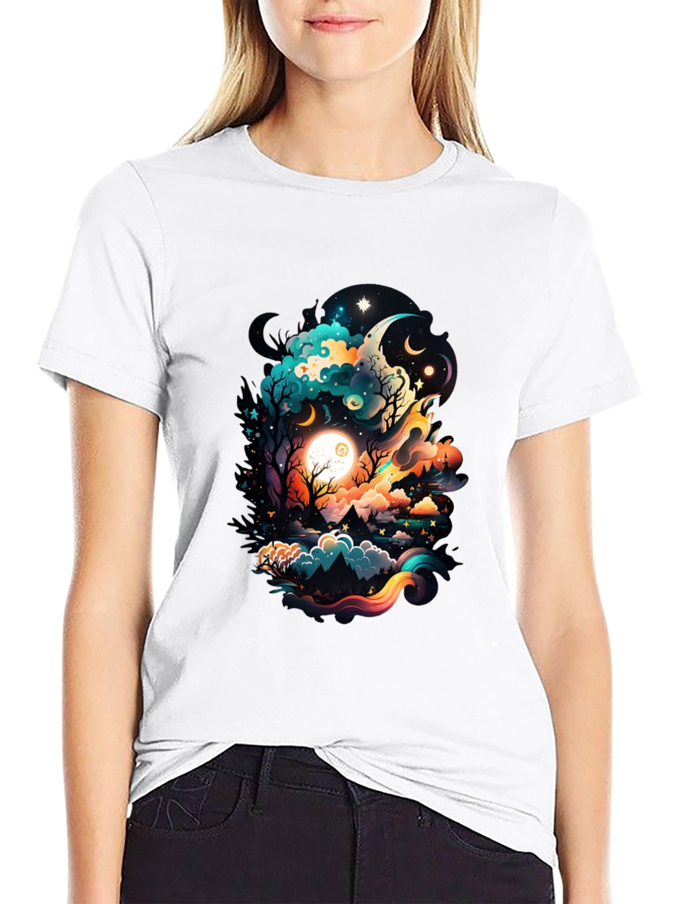 Cosmic Dreamscape Graphic Tee - Black