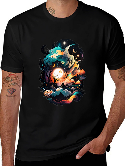 Cosmic Dreamscape Graphic Tee - Black