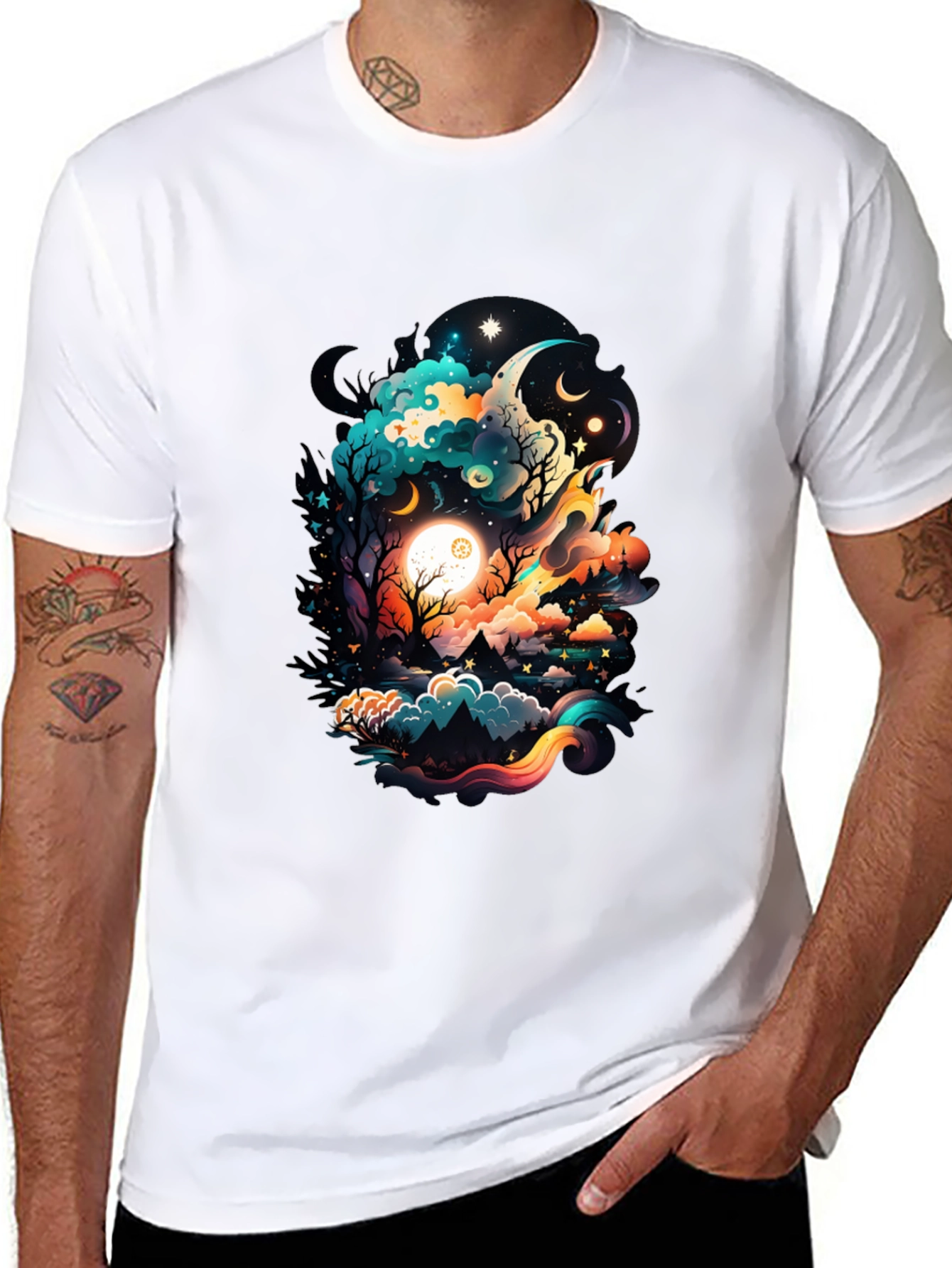 Cosmic Dreamscape Graphic Tee - Black