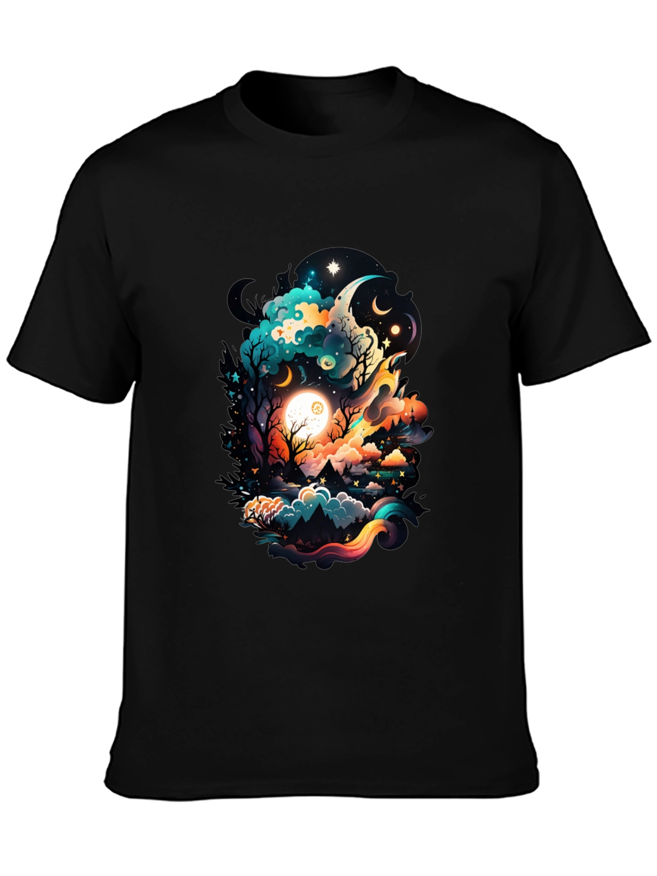 Cosmic Dreamscape Graphic Tee - Black