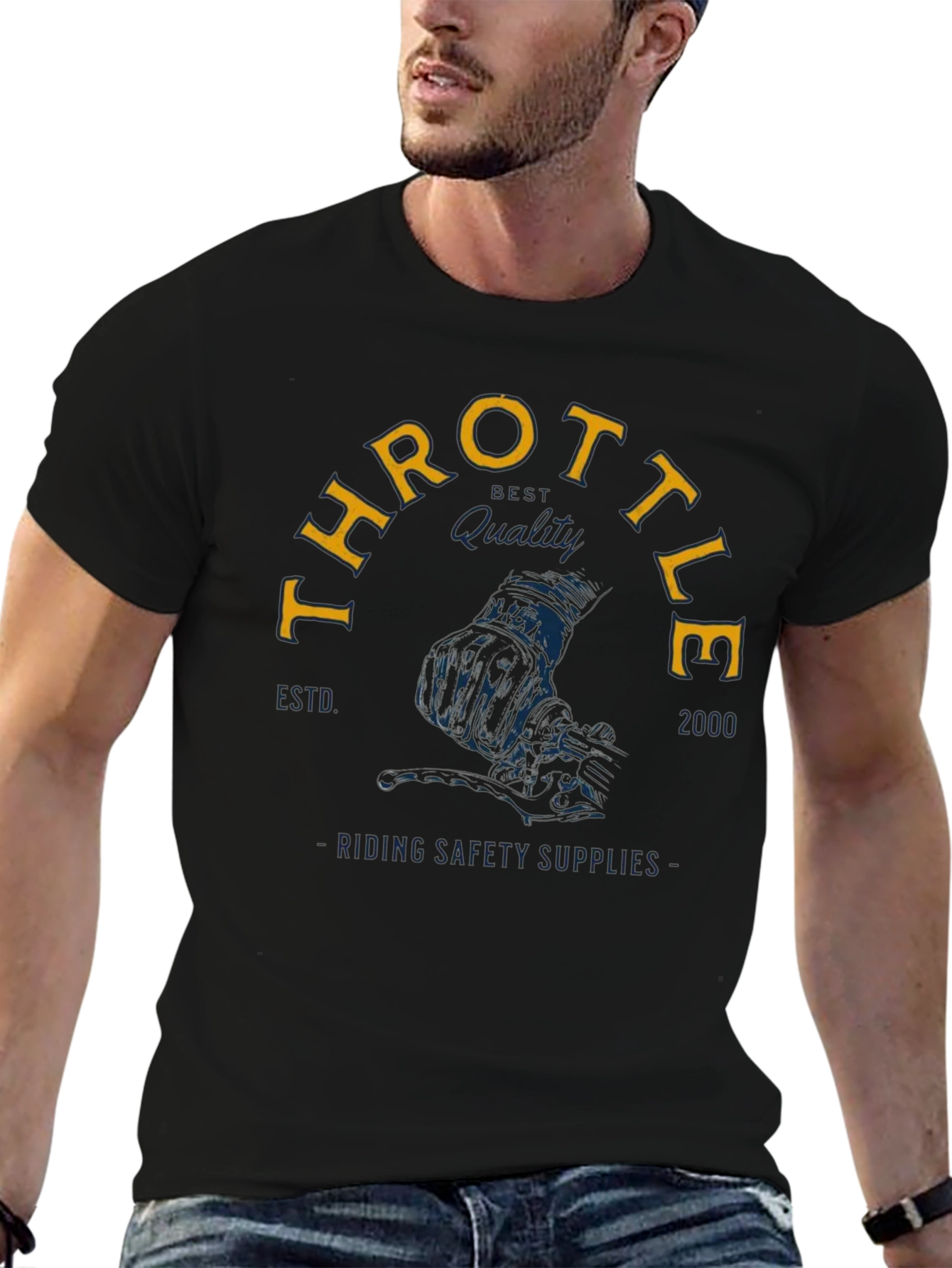 Throttle Rider Graphic Tee - Black Cotton
