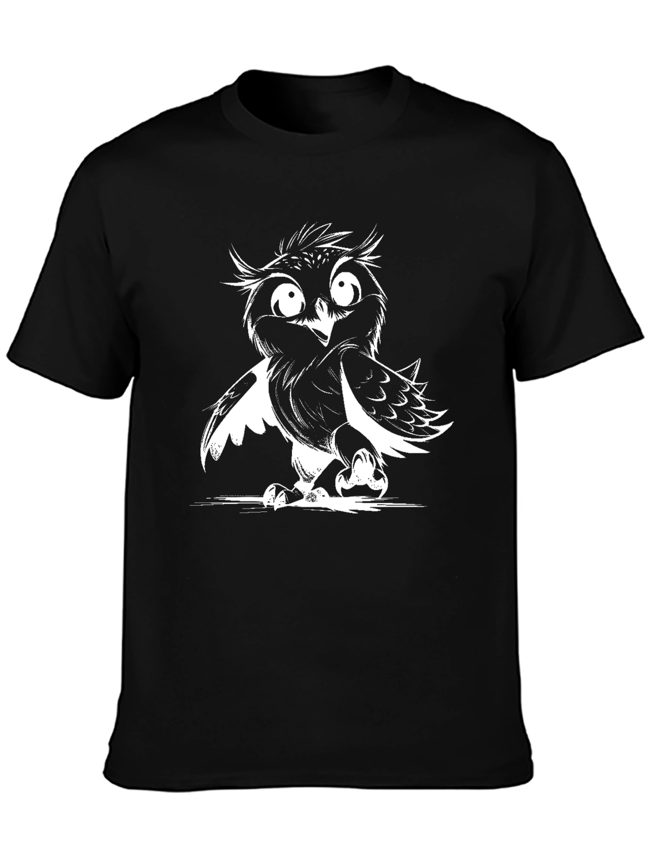 Owl Graphic Print Black T-Shirt