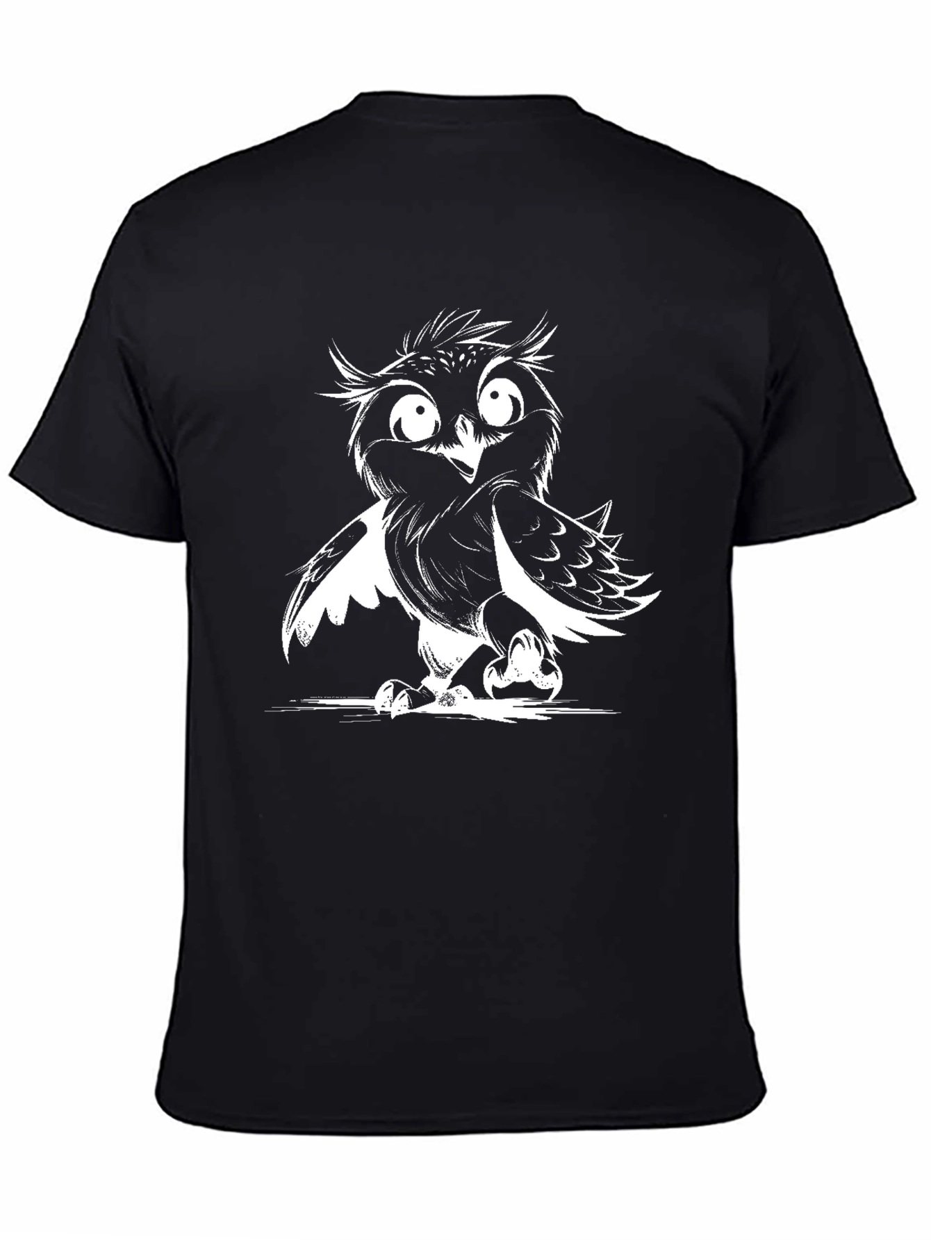 Owl Graphic Print Black T-Shirt