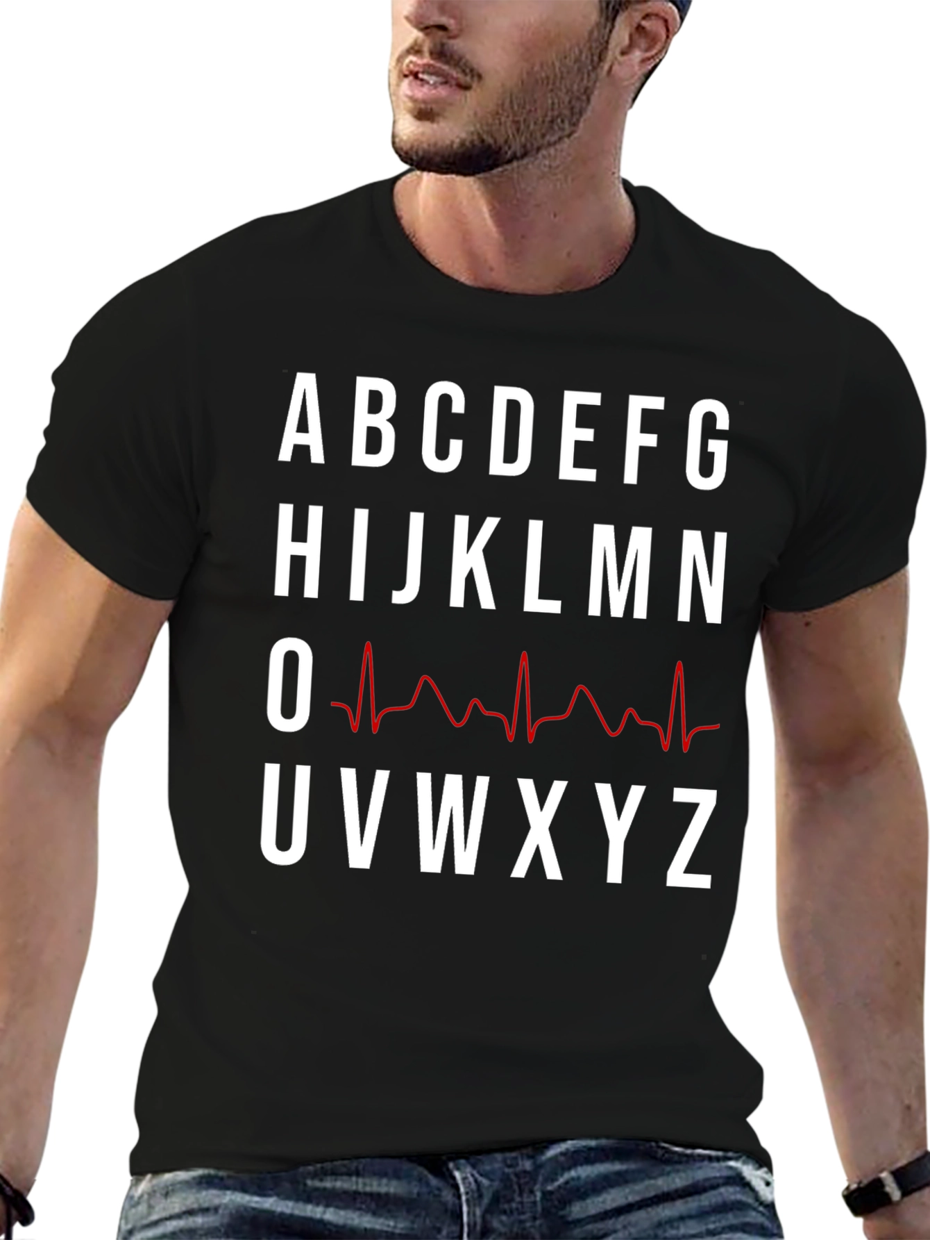 Alphabet ECG Heartbeat T-Shirt - Nurse Doctor Tee