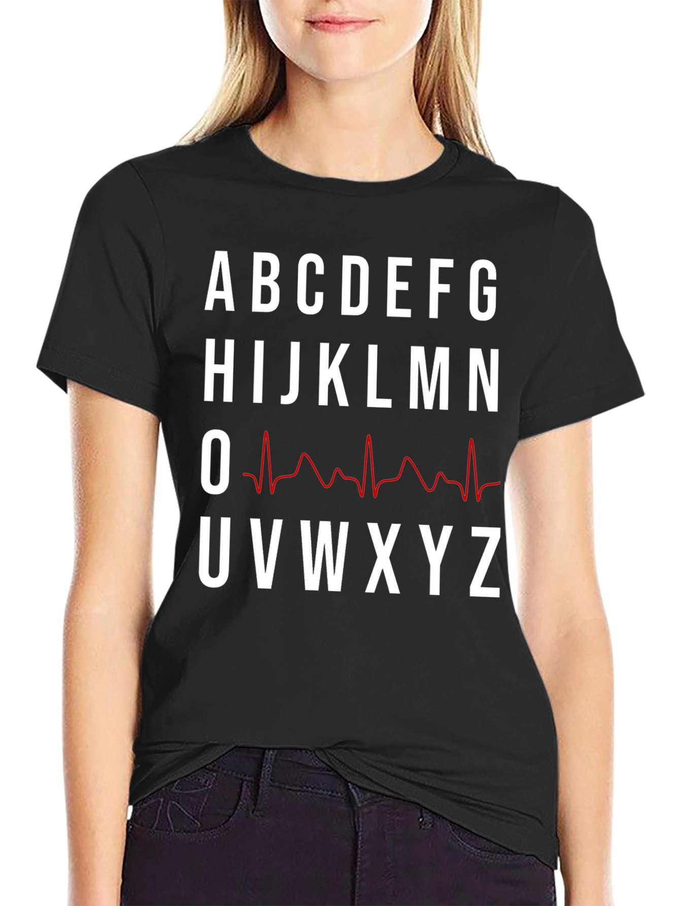 Alphabet ECG Heartbeat T-Shirt - Nurse Doctor Tee