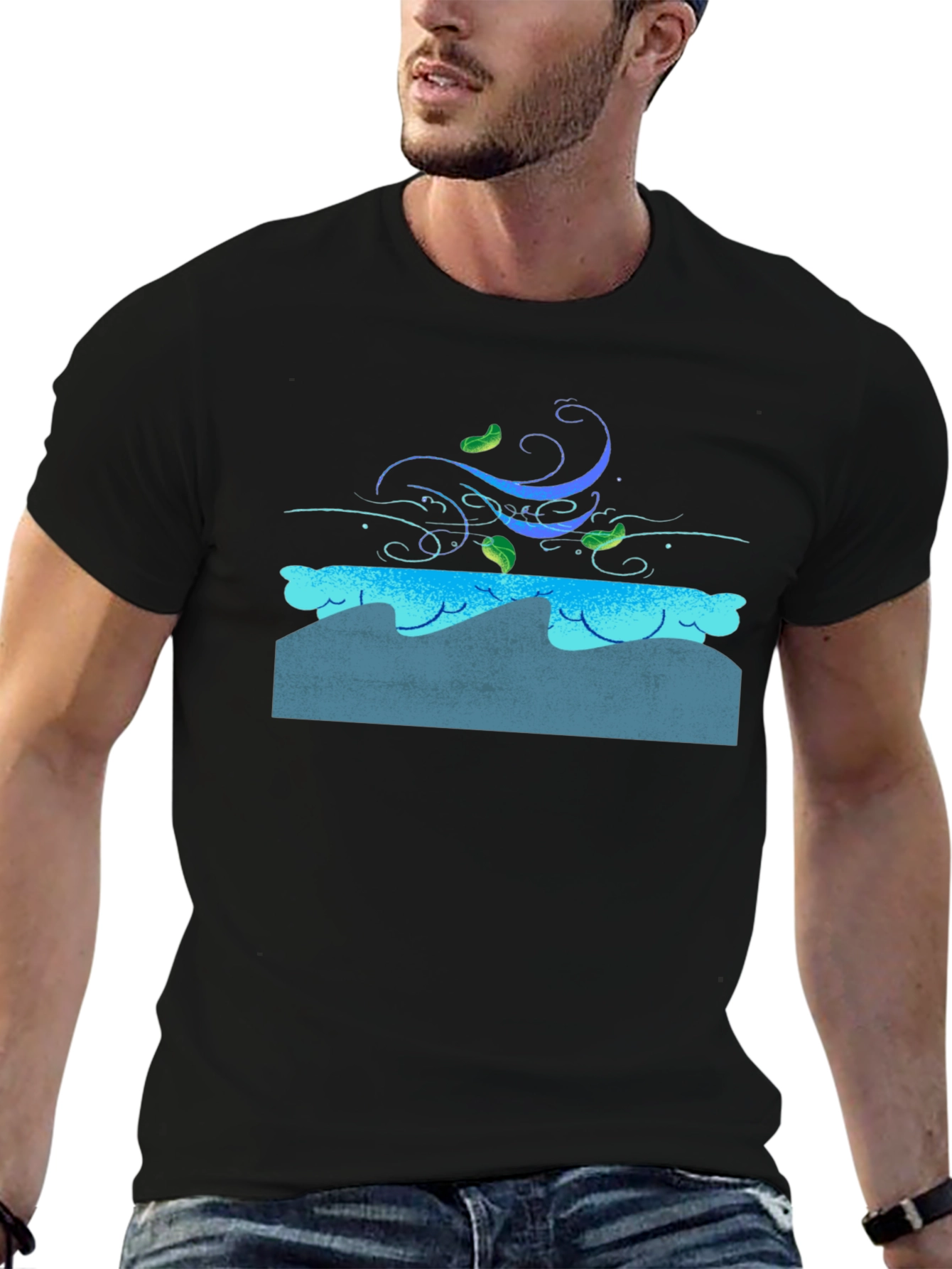 Wind & Waves Graphic Black T-Shirt