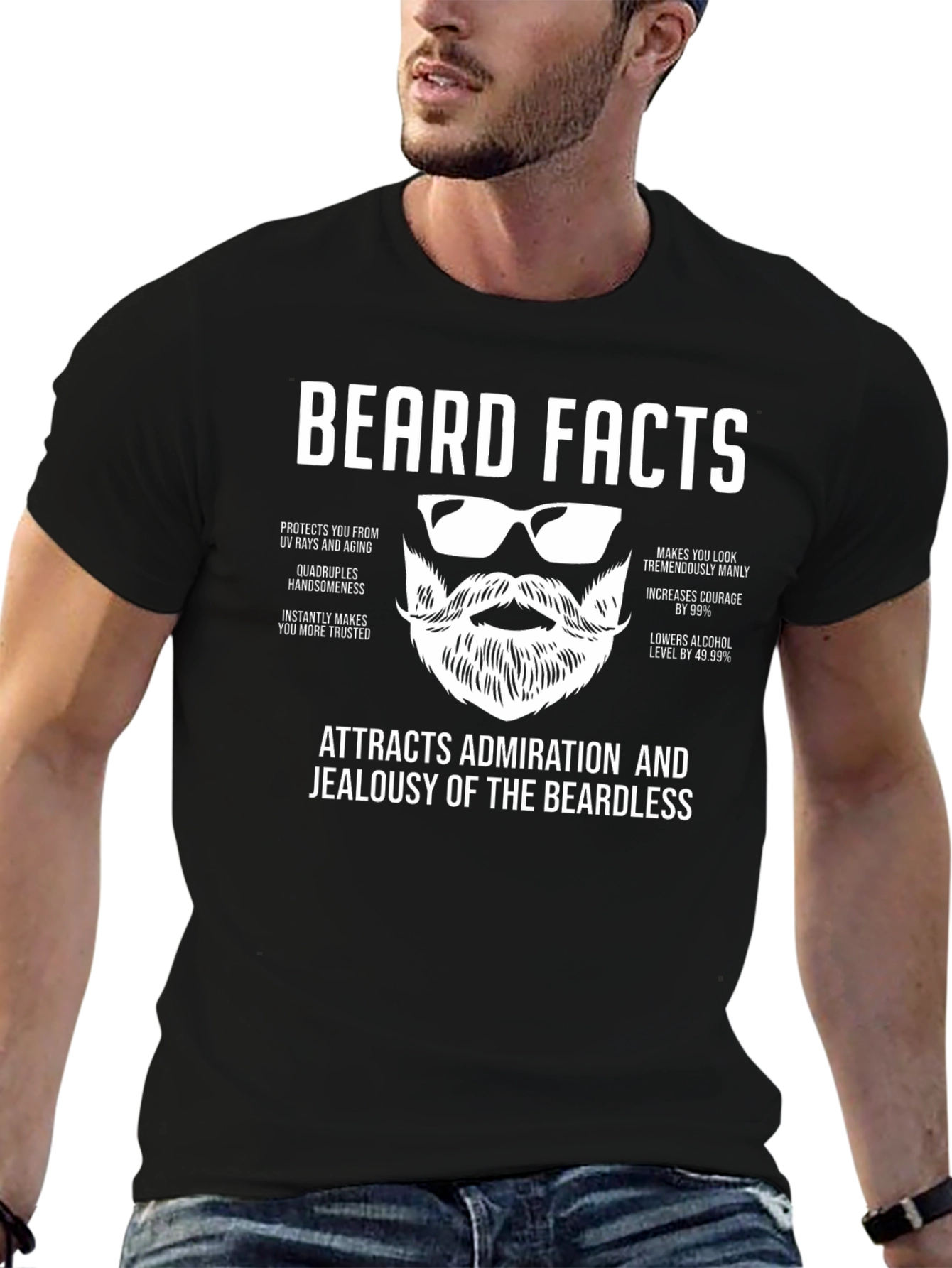 Beard Facts Funny Graphic Tee