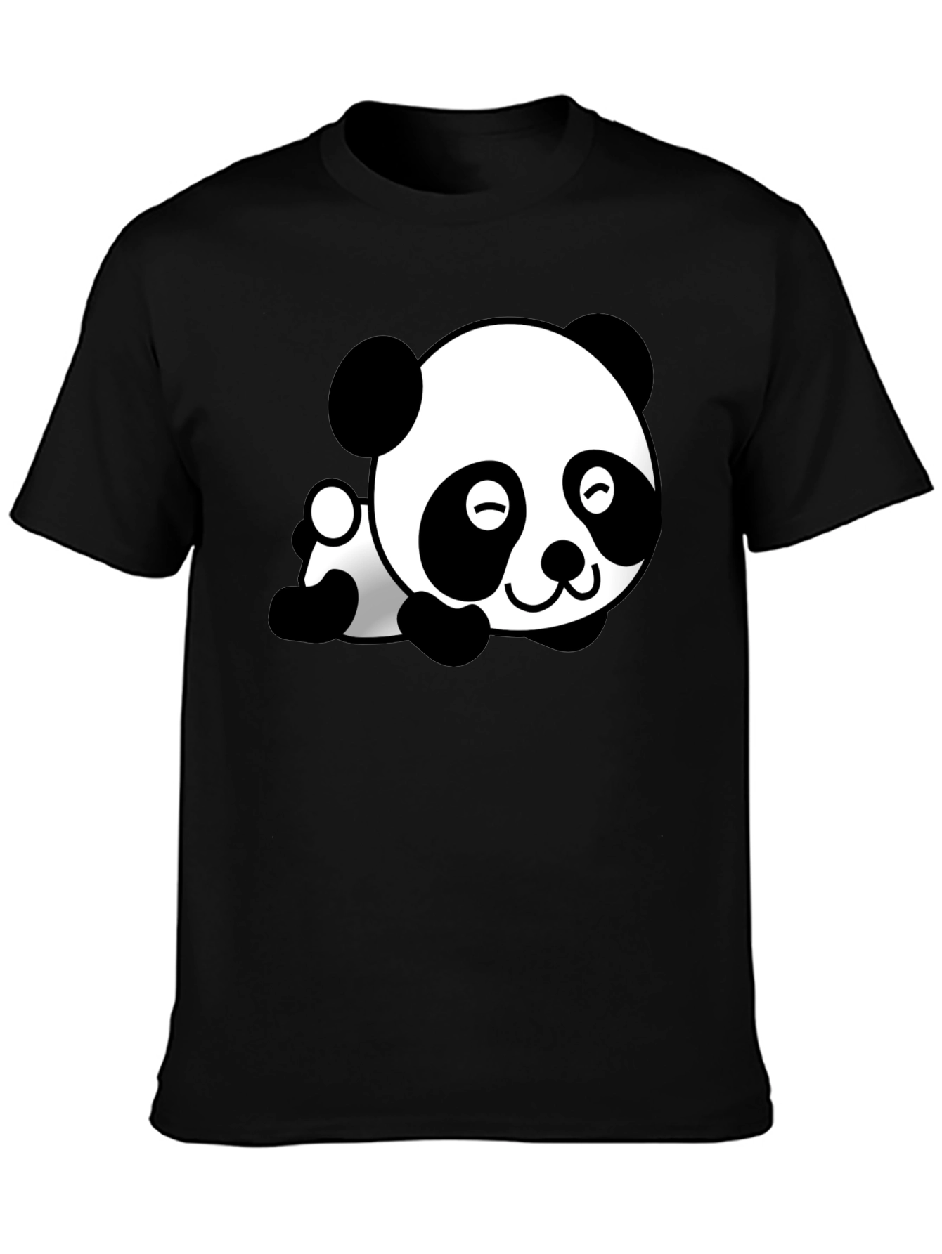 Cute Panda Bear Graphic T-Shirt - Black