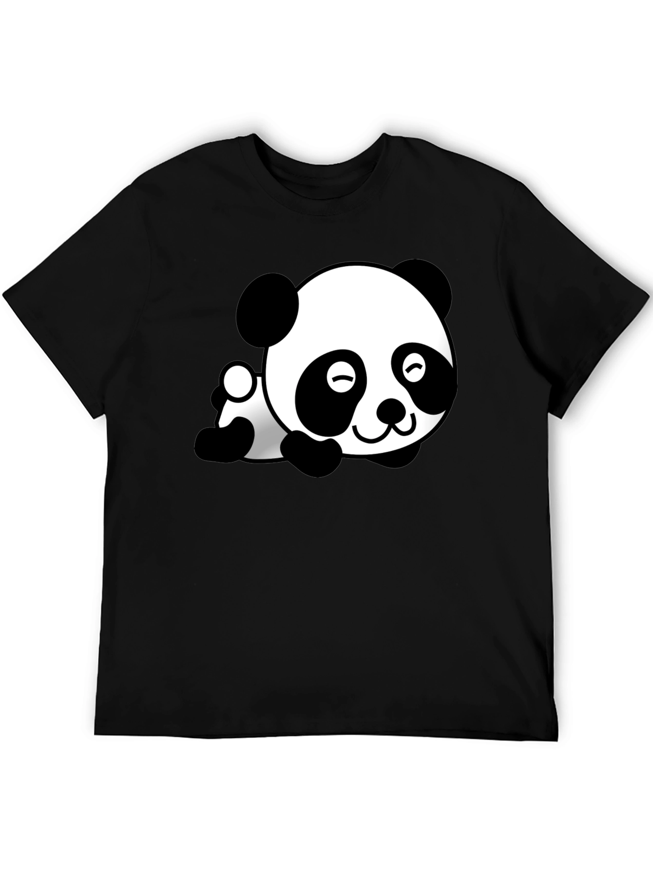Cute Panda Bear Graphic T-Shirt - Black