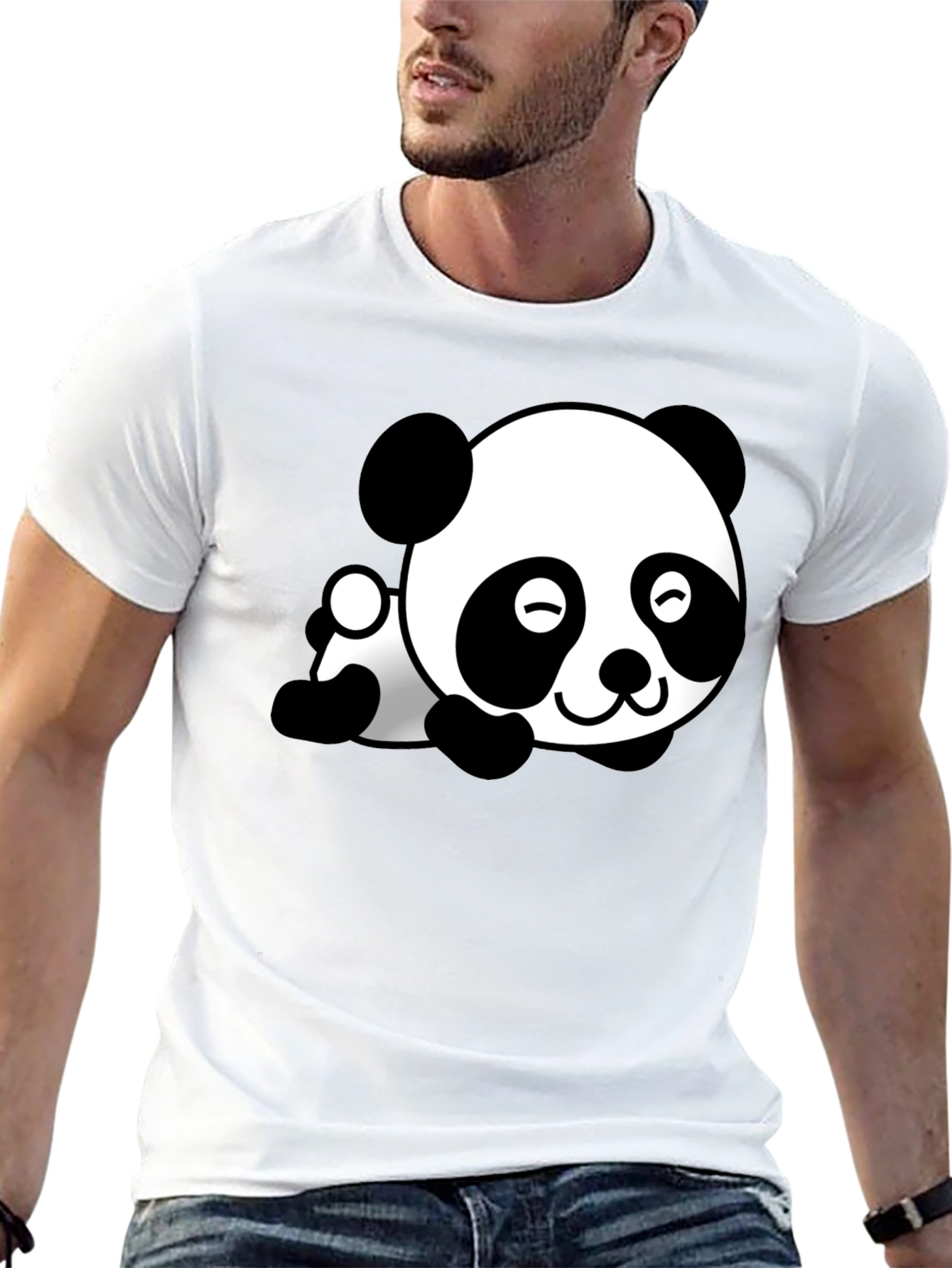 Cute Panda Bear Graphic T-Shirt - Black