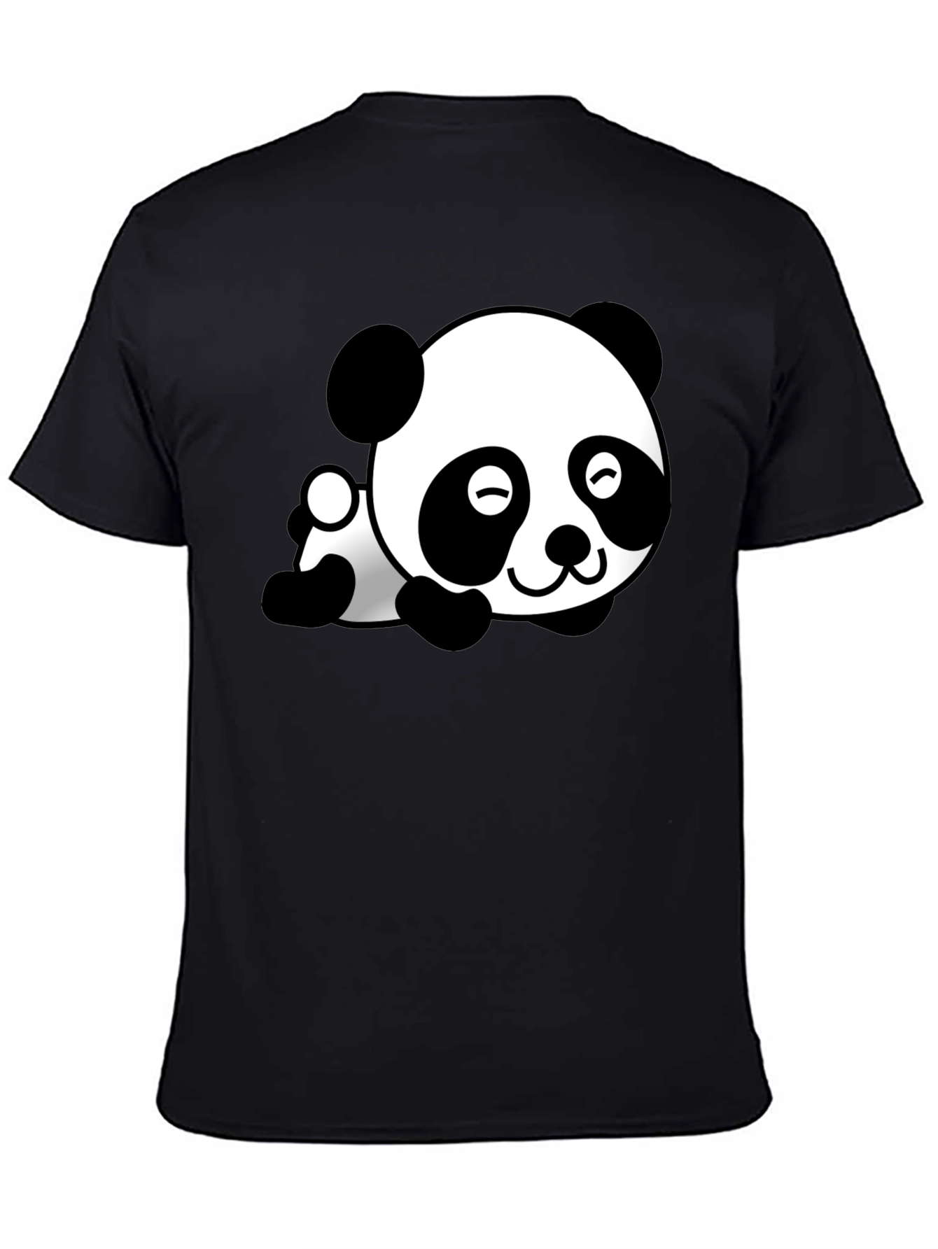 Cute Panda Bear Graphic T-Shirt - Black