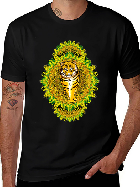 Tiger Mandala Graphic Tee - Black