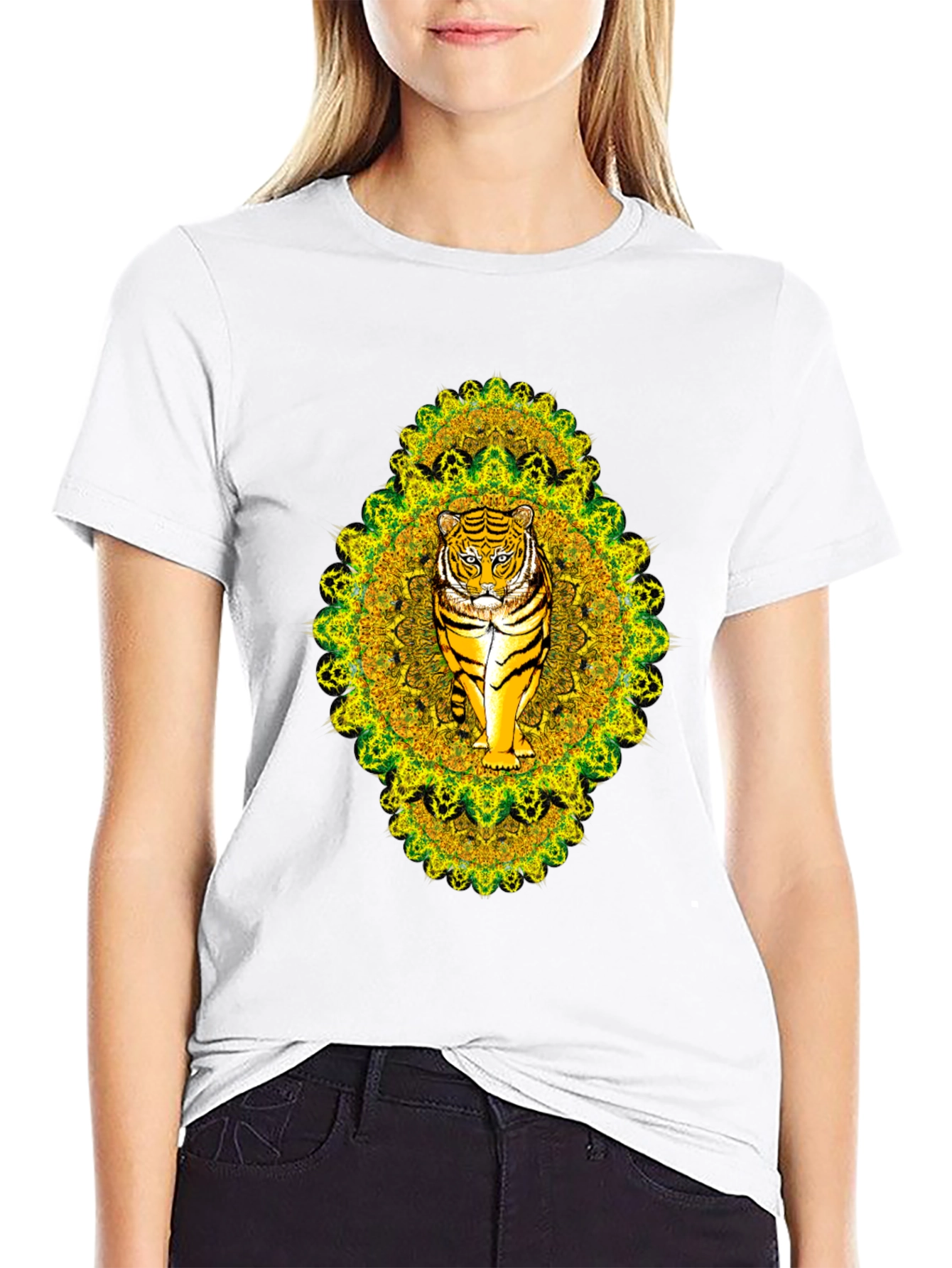 Tiger Mandala Graphic Tee - Black