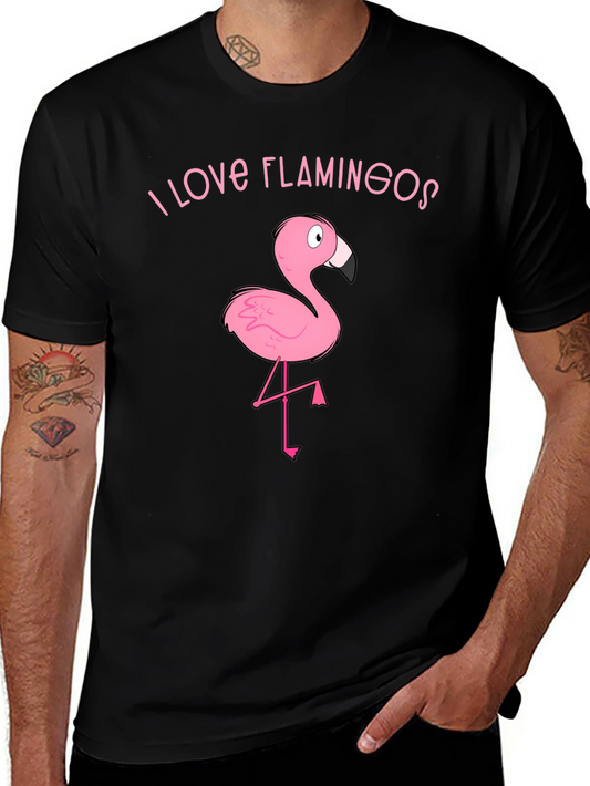 I Love Flamingos Graphic T-Shirt - Black