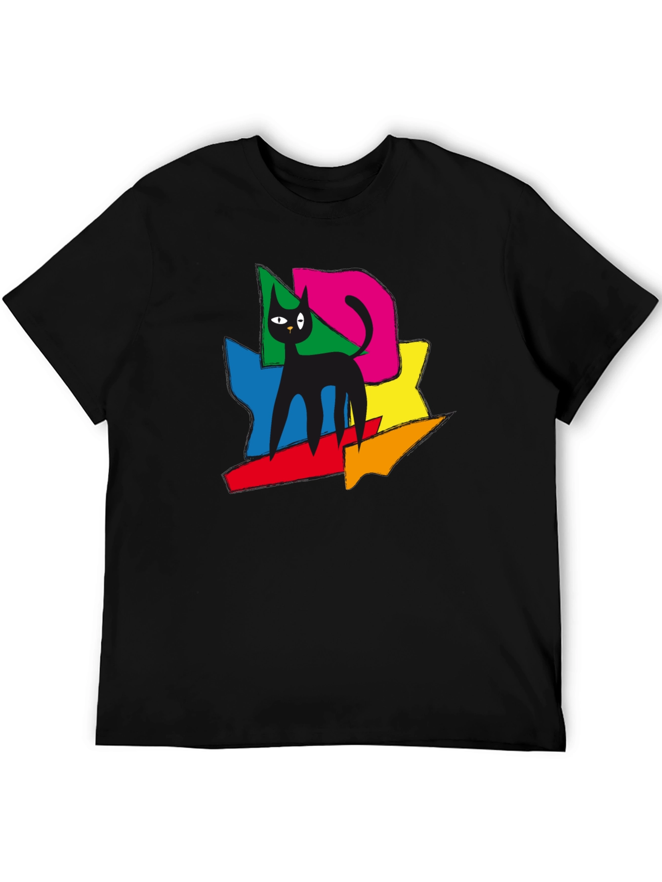 Abstract Cat Art T-Shirt - Modern Graphic Tee