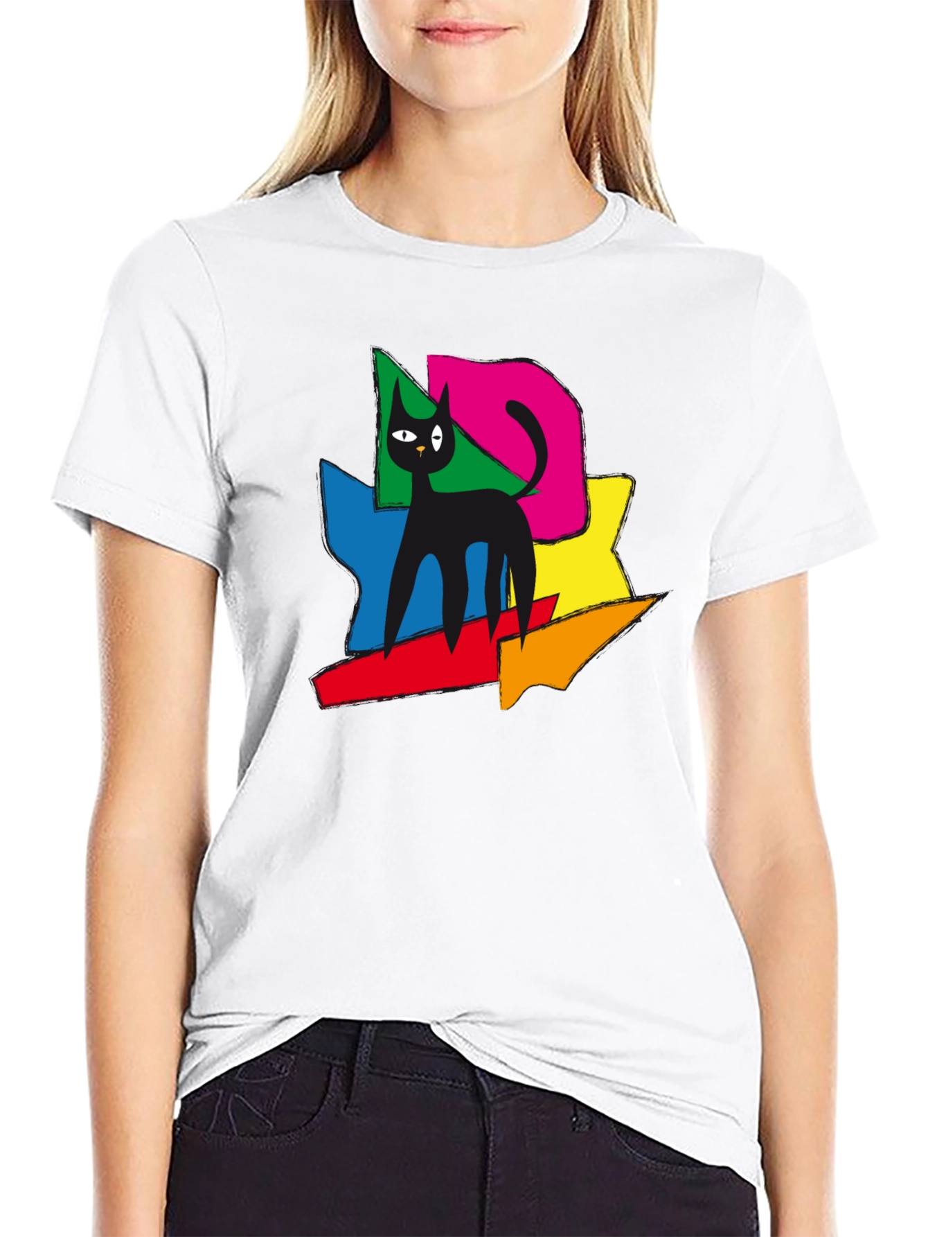 Abstract Cat Art T-Shirt - Modern Graphic Tee