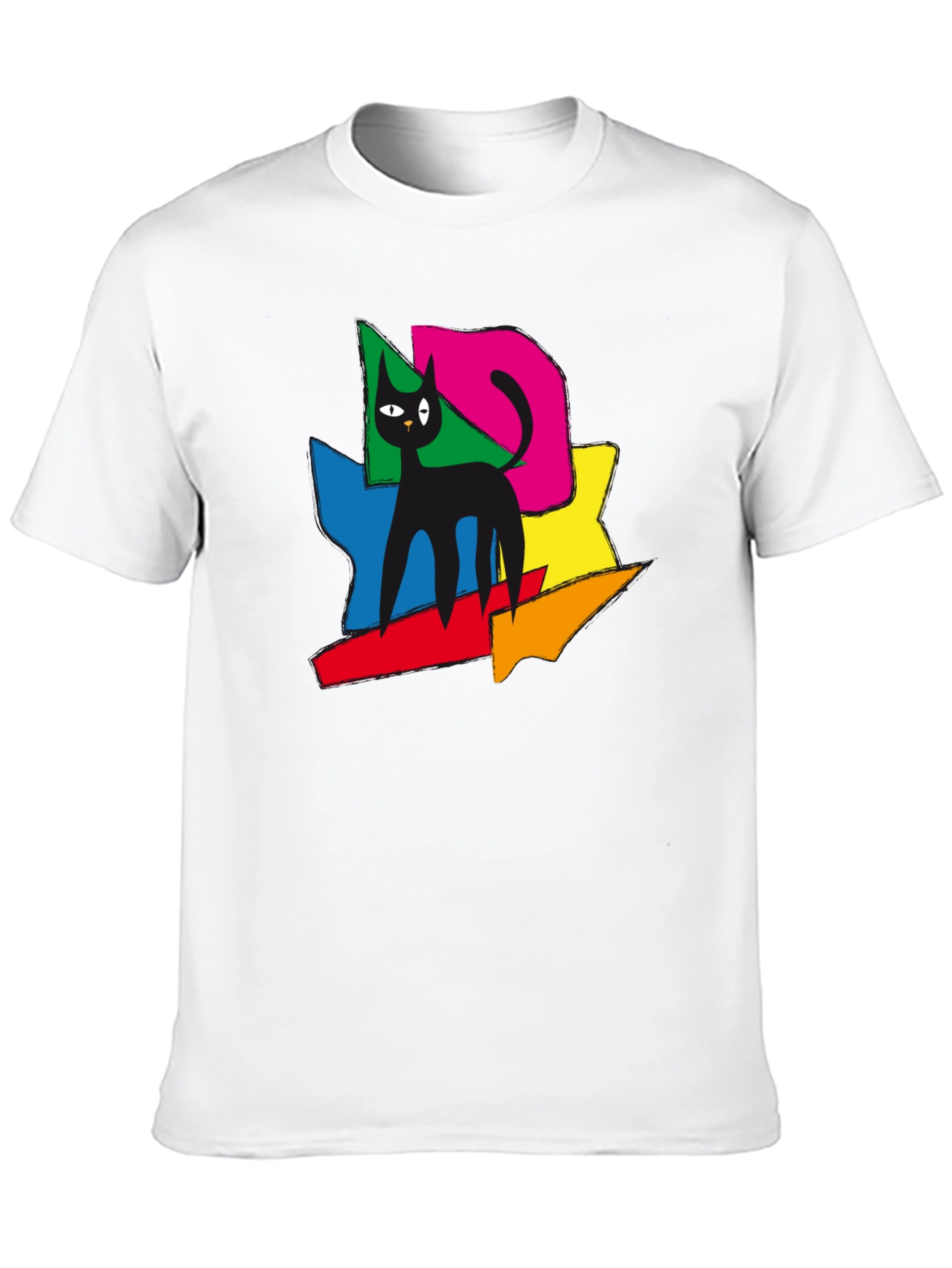 Abstract Cat Art T-Shirt - Modern Graphic Tee