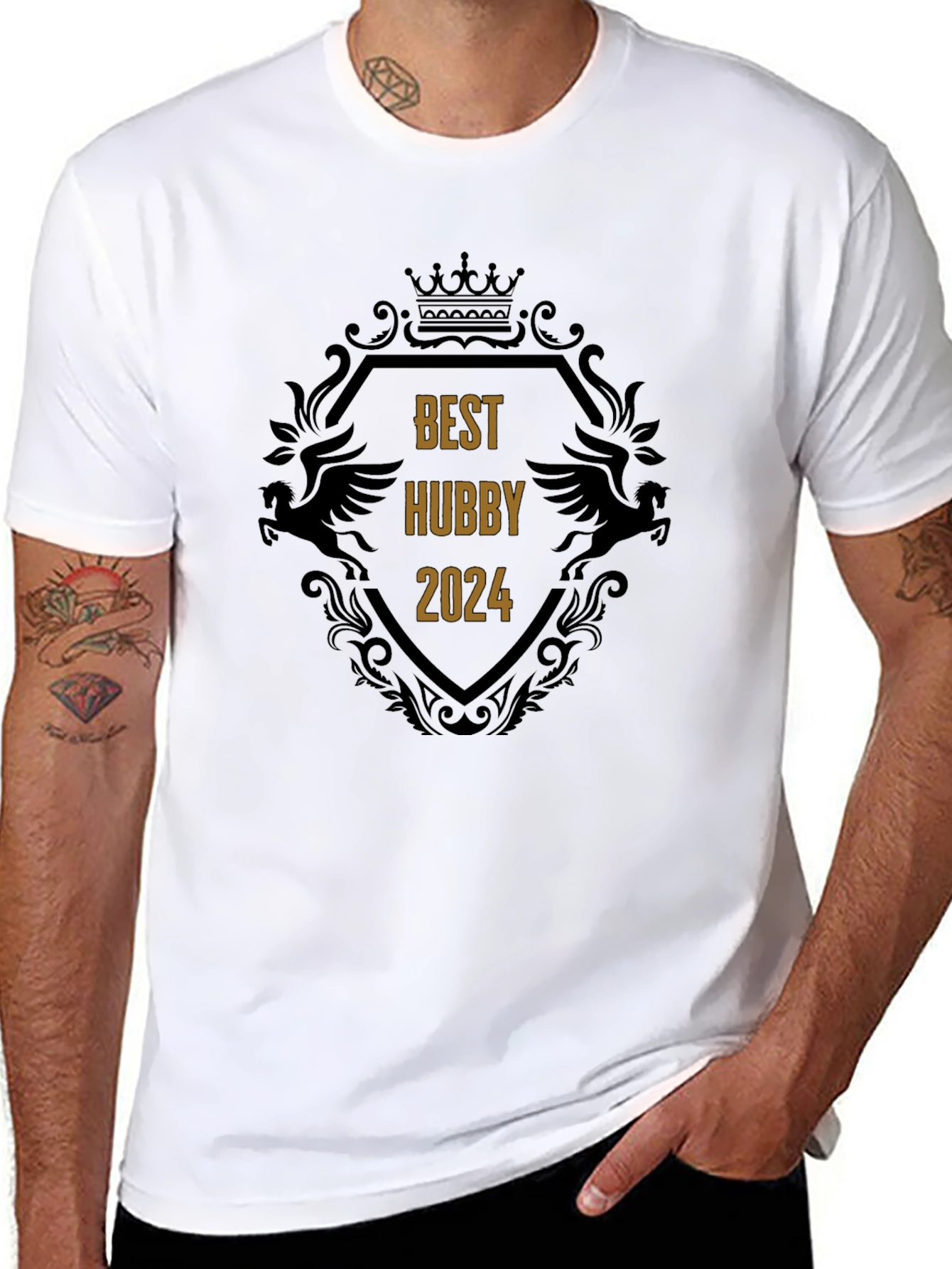 Best Hubby 2024 Black Graphic T-Shirt