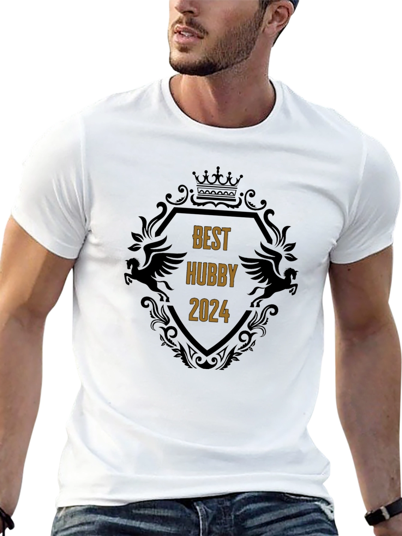 Best Hubby 2024 Black Graphic T-Shirt