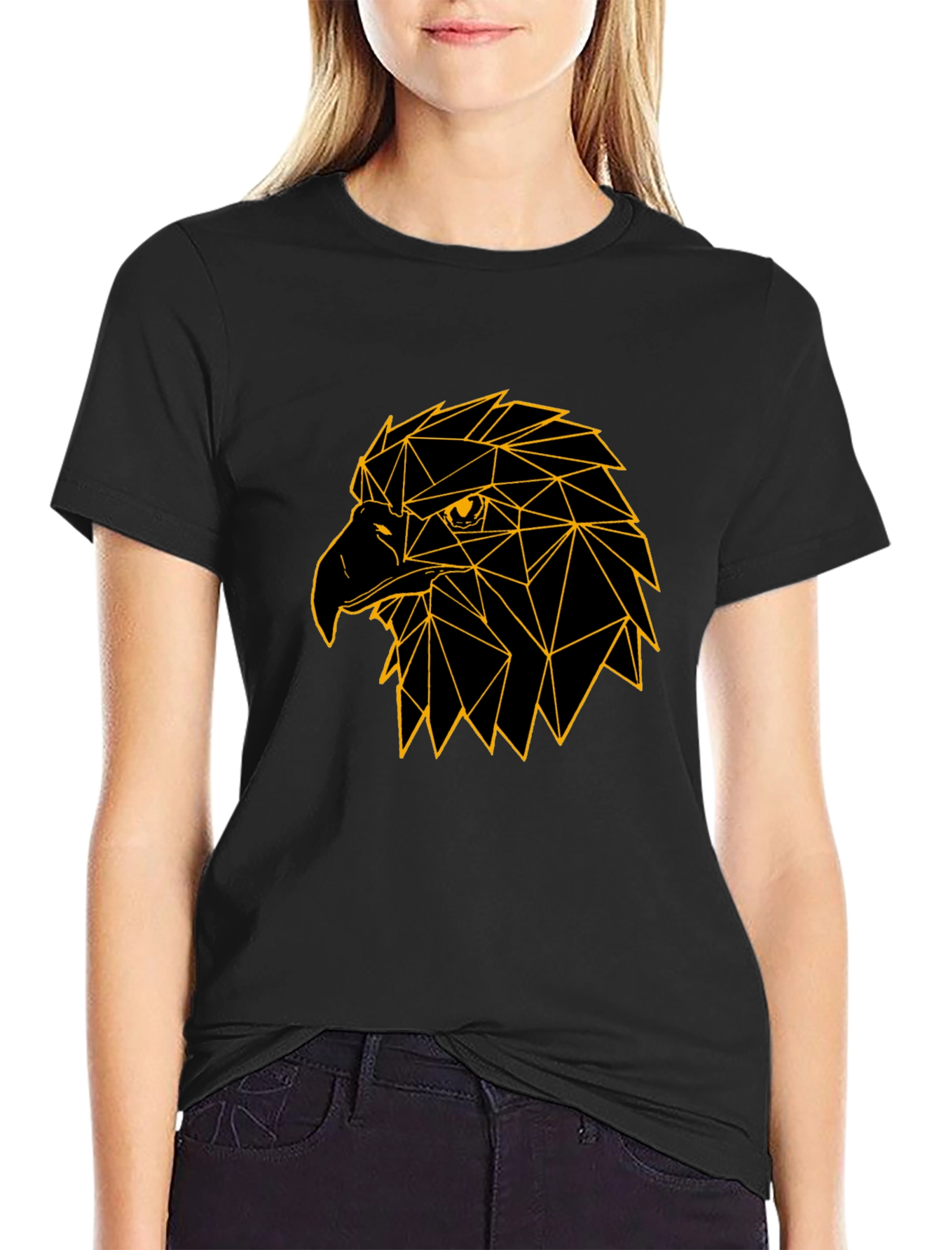 Geometric Eagle Graphic Tee - Black