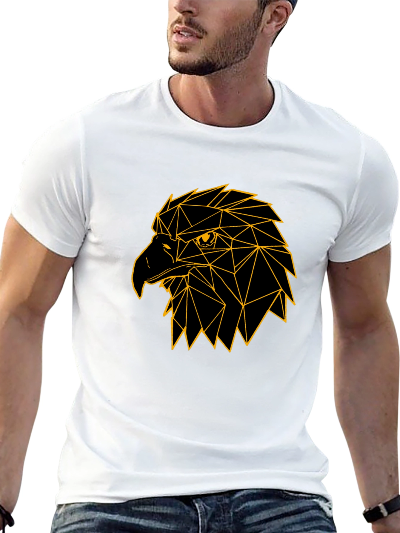 Geometric Eagle Graphic Tee - Black