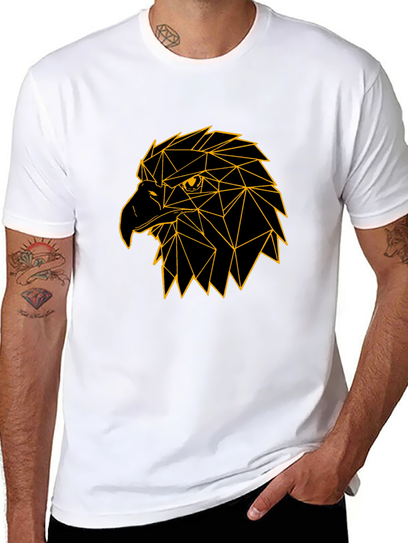 Geometric Eagle Graphic Tee - Black