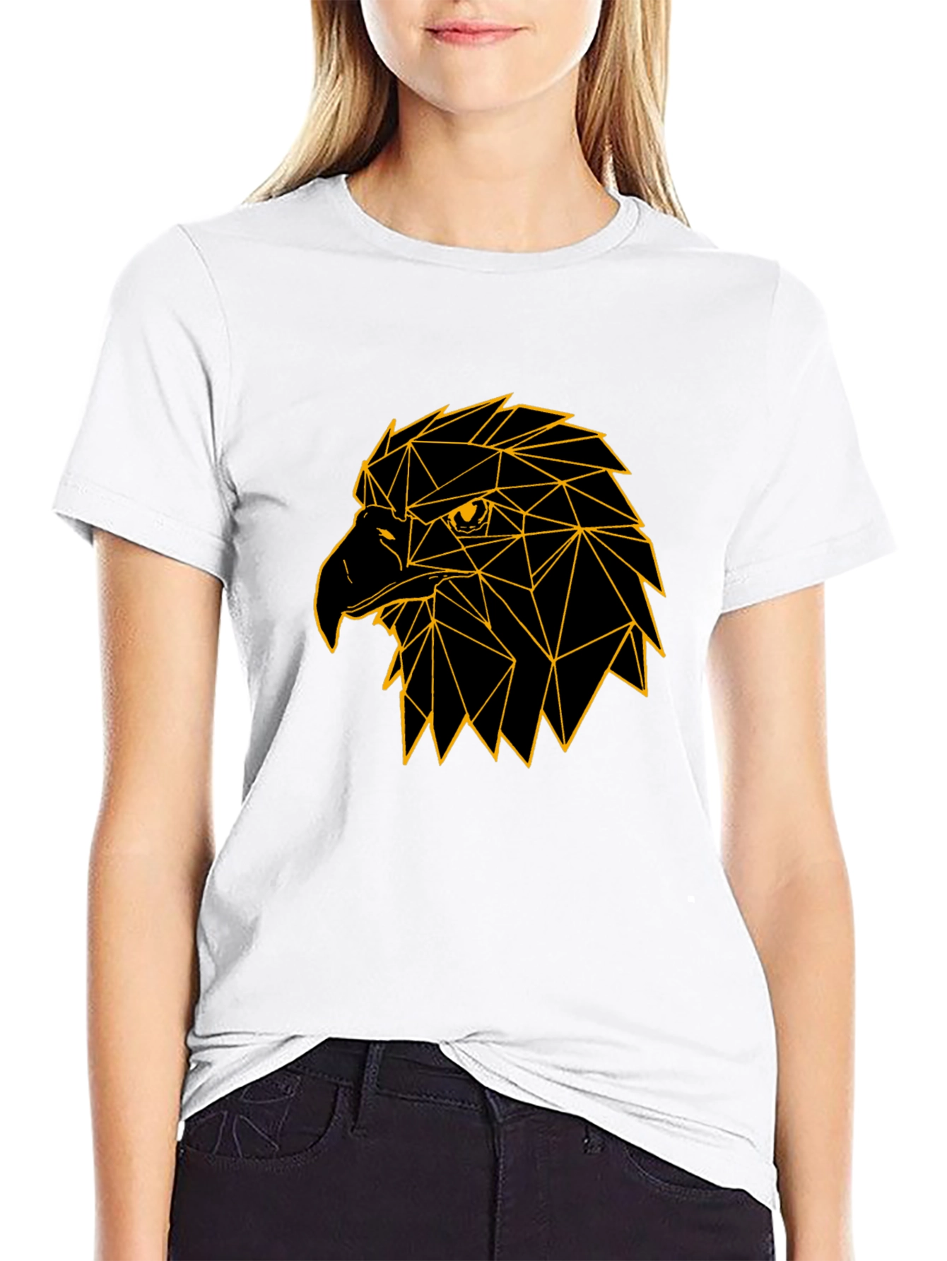 Geometric Eagle Graphic Tee - Black