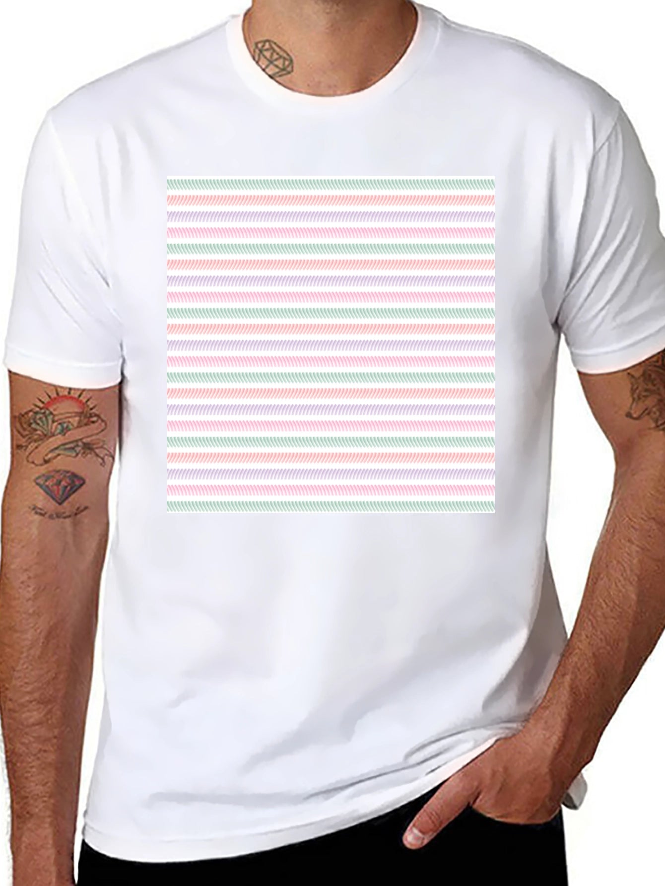 Striped Pattern Tee - Modern Casual Wear