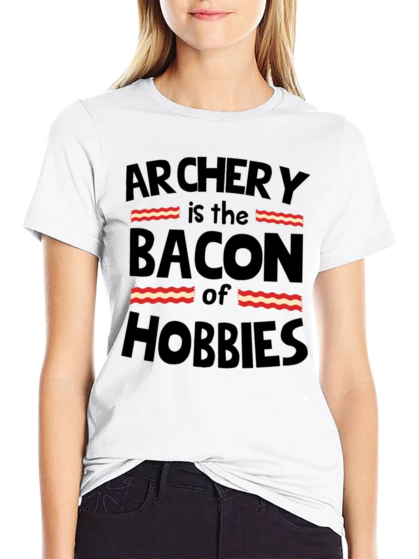 Archery is the Bacon of Hobbies Funny Black T-Shirt