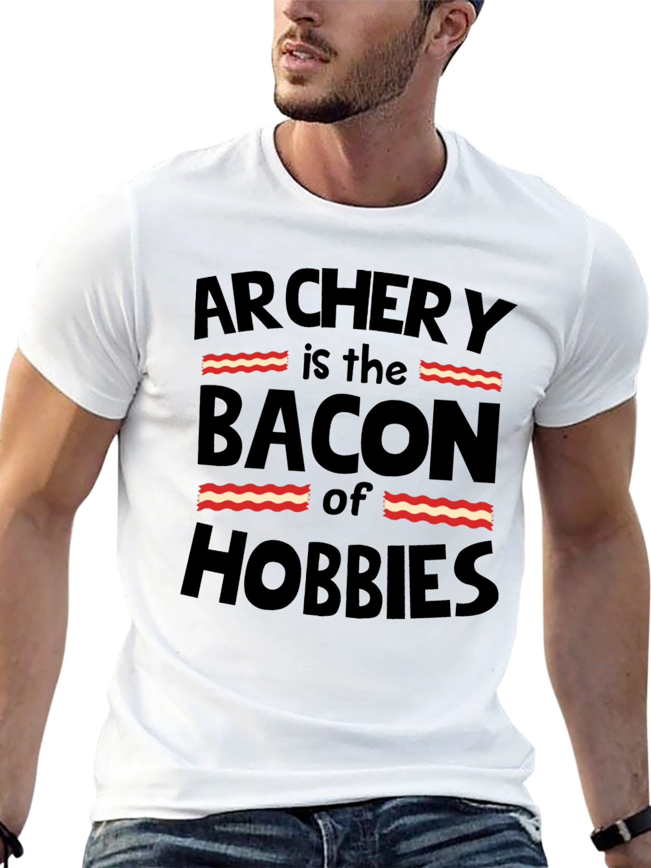 Archery is the Bacon of Hobbies Funny Black T-Shirt