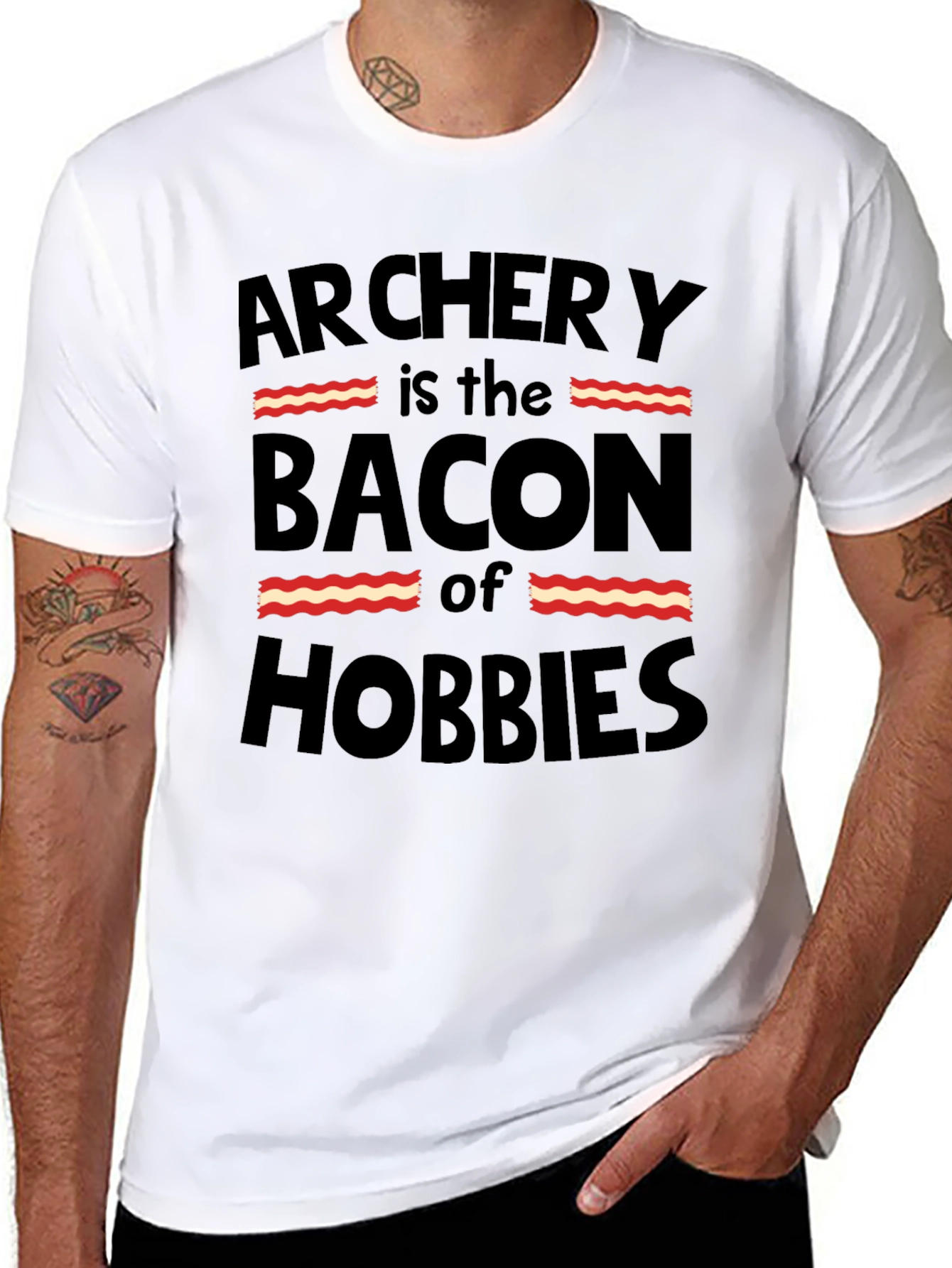 Archery is the Bacon of Hobbies Funny Black T-Shirt