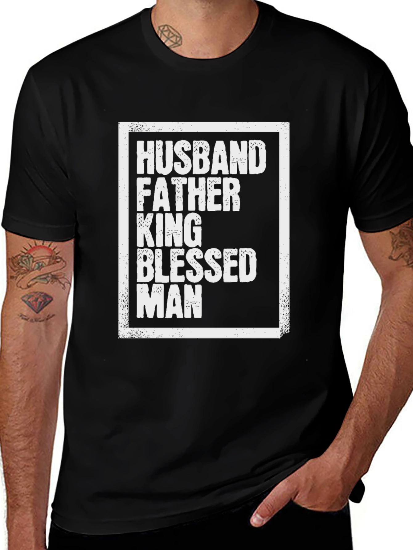 Husband Father King Blessed Man Graphic T-Shirt