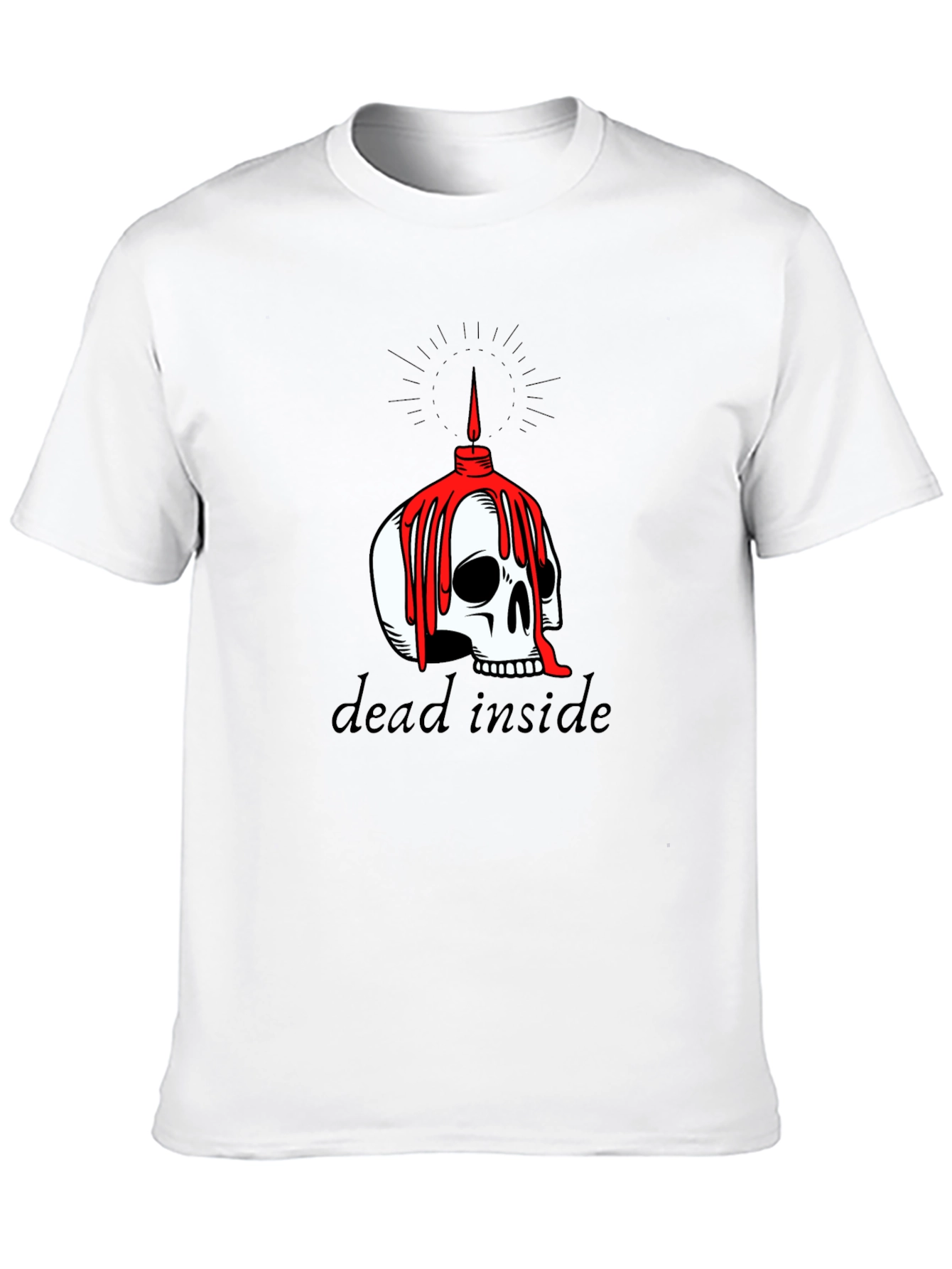 Dead Inside Skull Candle Graphic Tee - Black