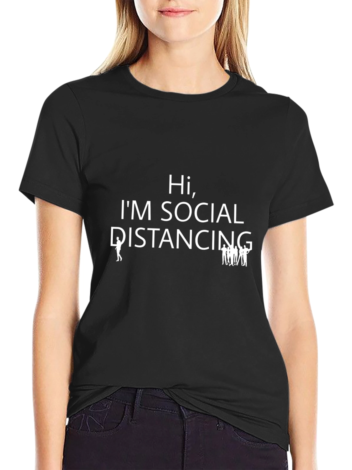Social Distancing Graphic Tee - Black Cotton T-Shirt
