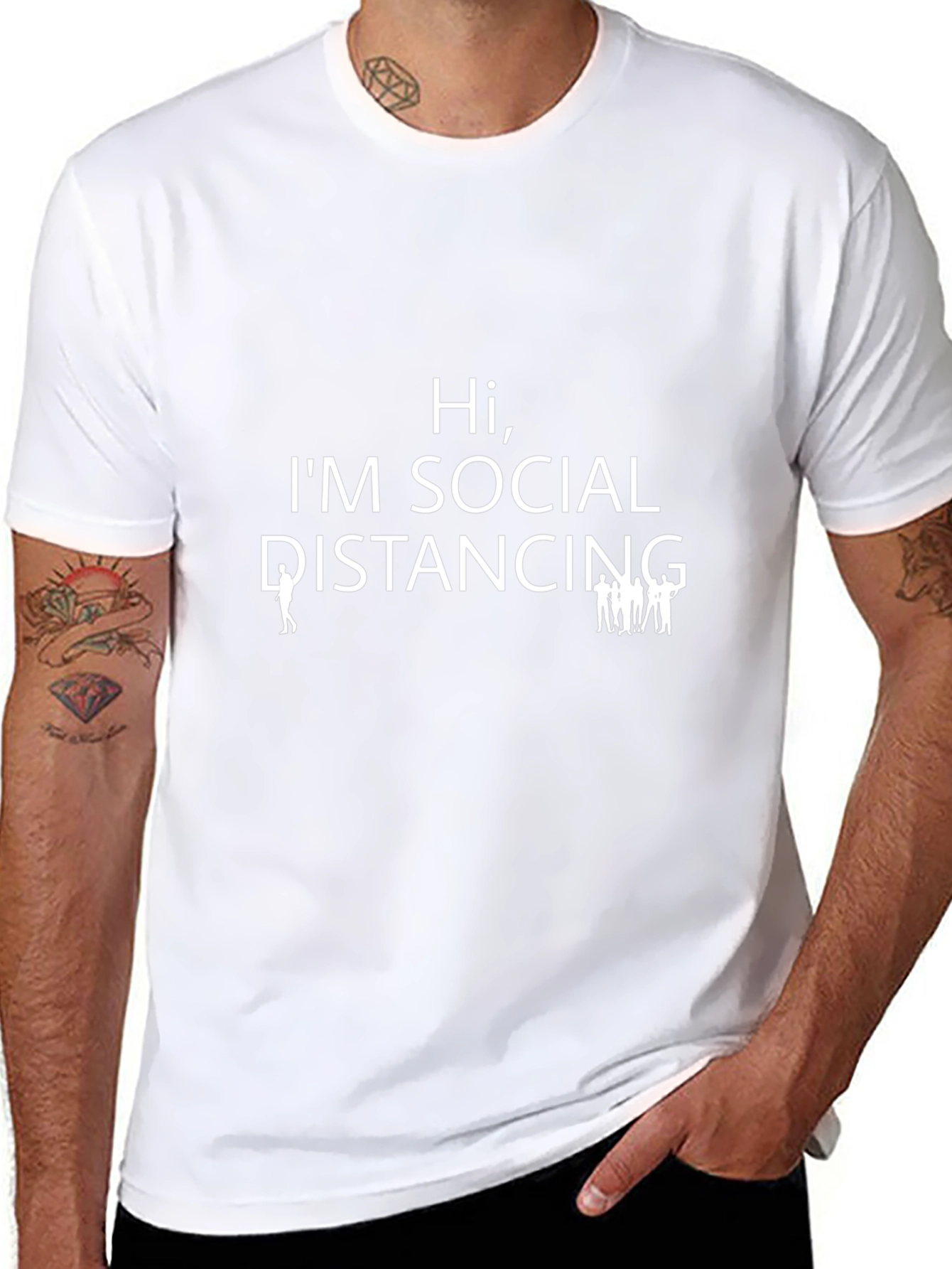 Social Distancing Graphic Tee - Black Cotton T-Shirt