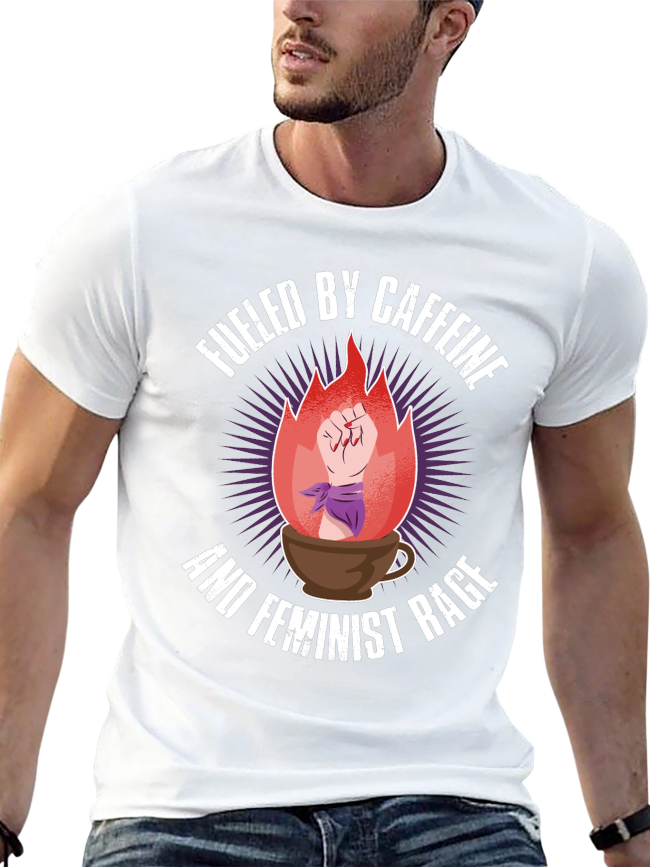 Fueled By Caffeine Feminist Rage Graphic Tee