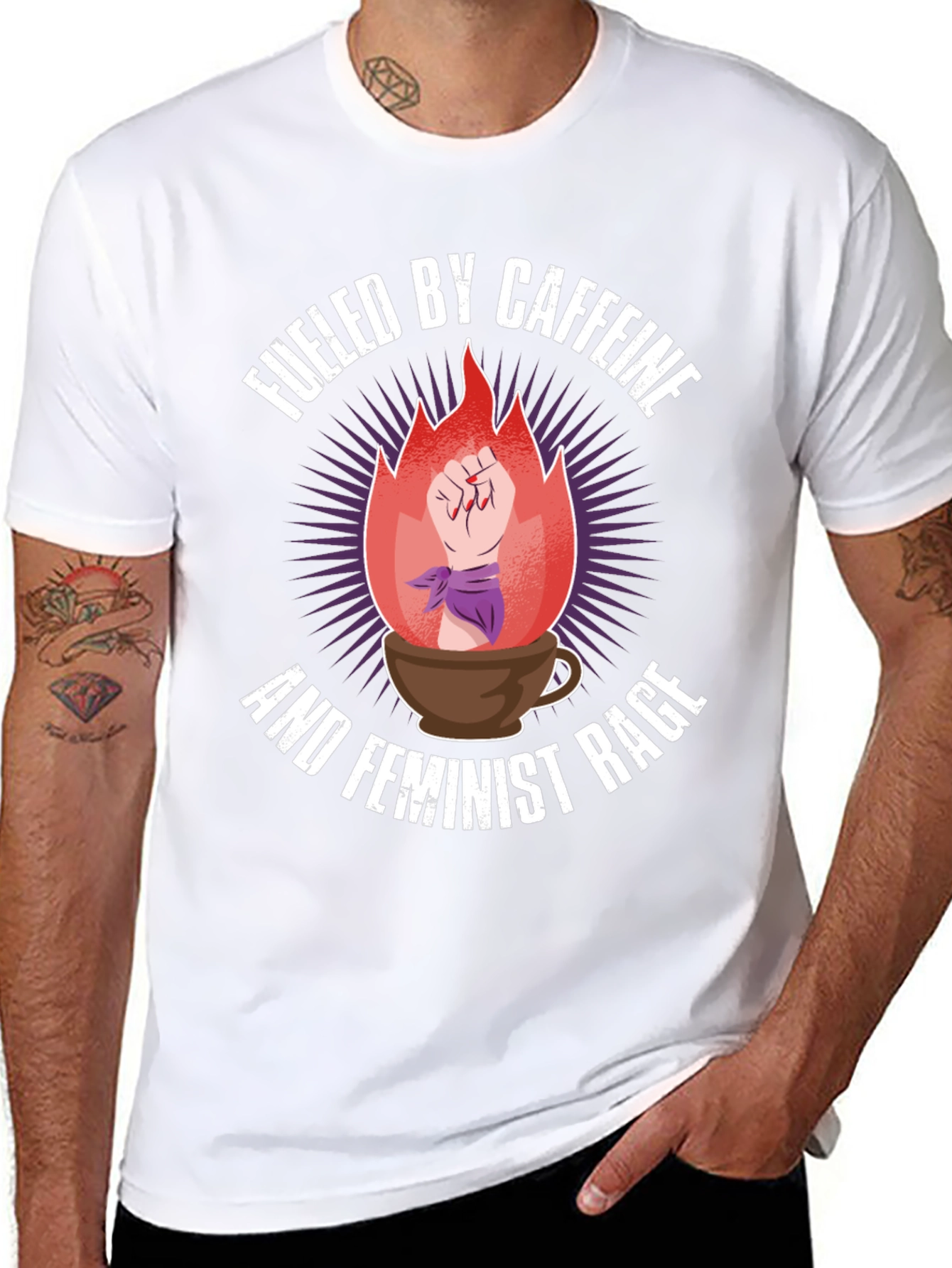 Fueled By Caffeine Feminist Rage Graphic Tee