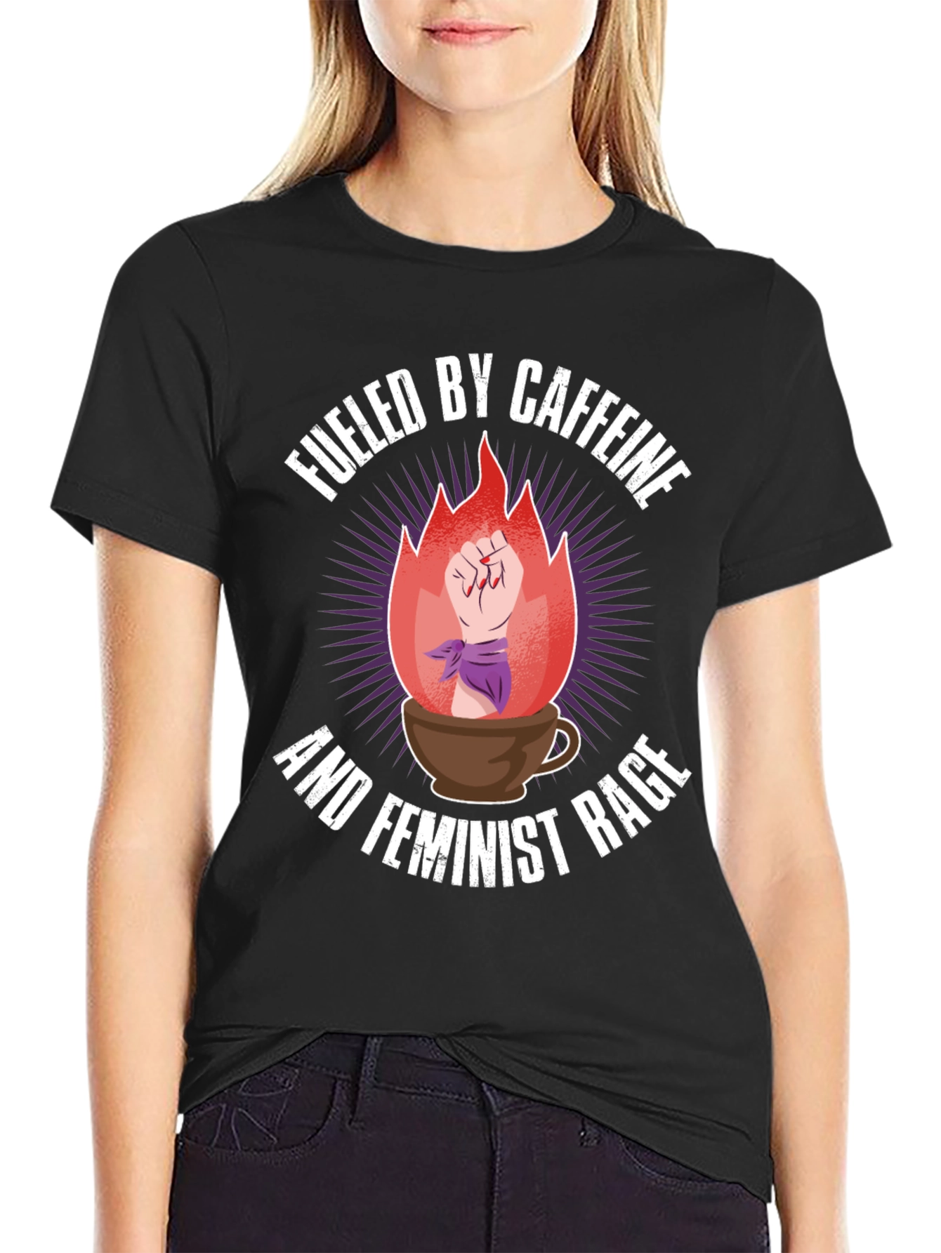 Fueled By Caffeine Feminist Rage Graphic Tee