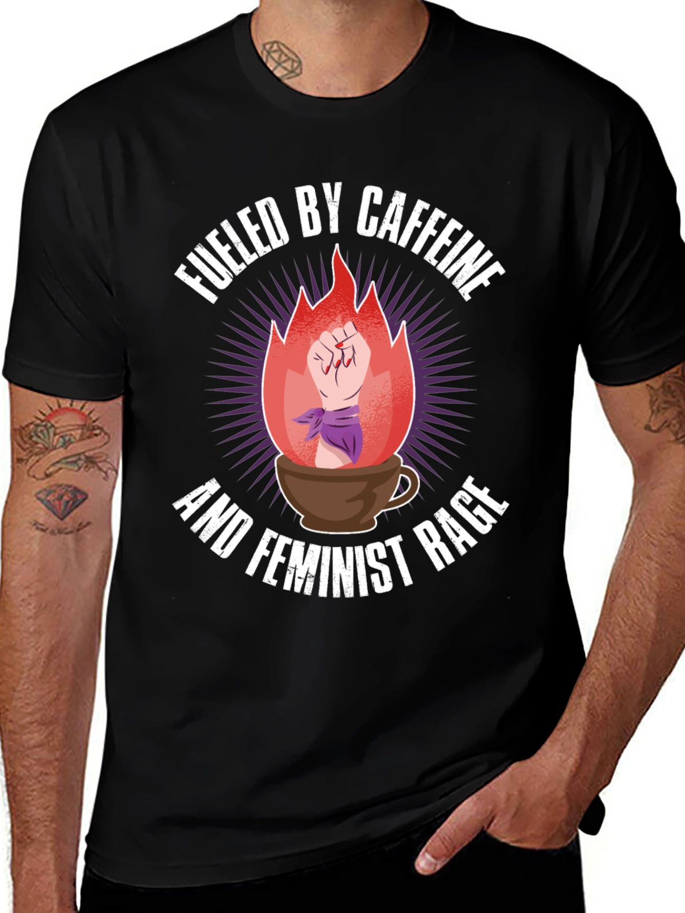 Fueled By Caffeine Feminist Rage Graphic Tee