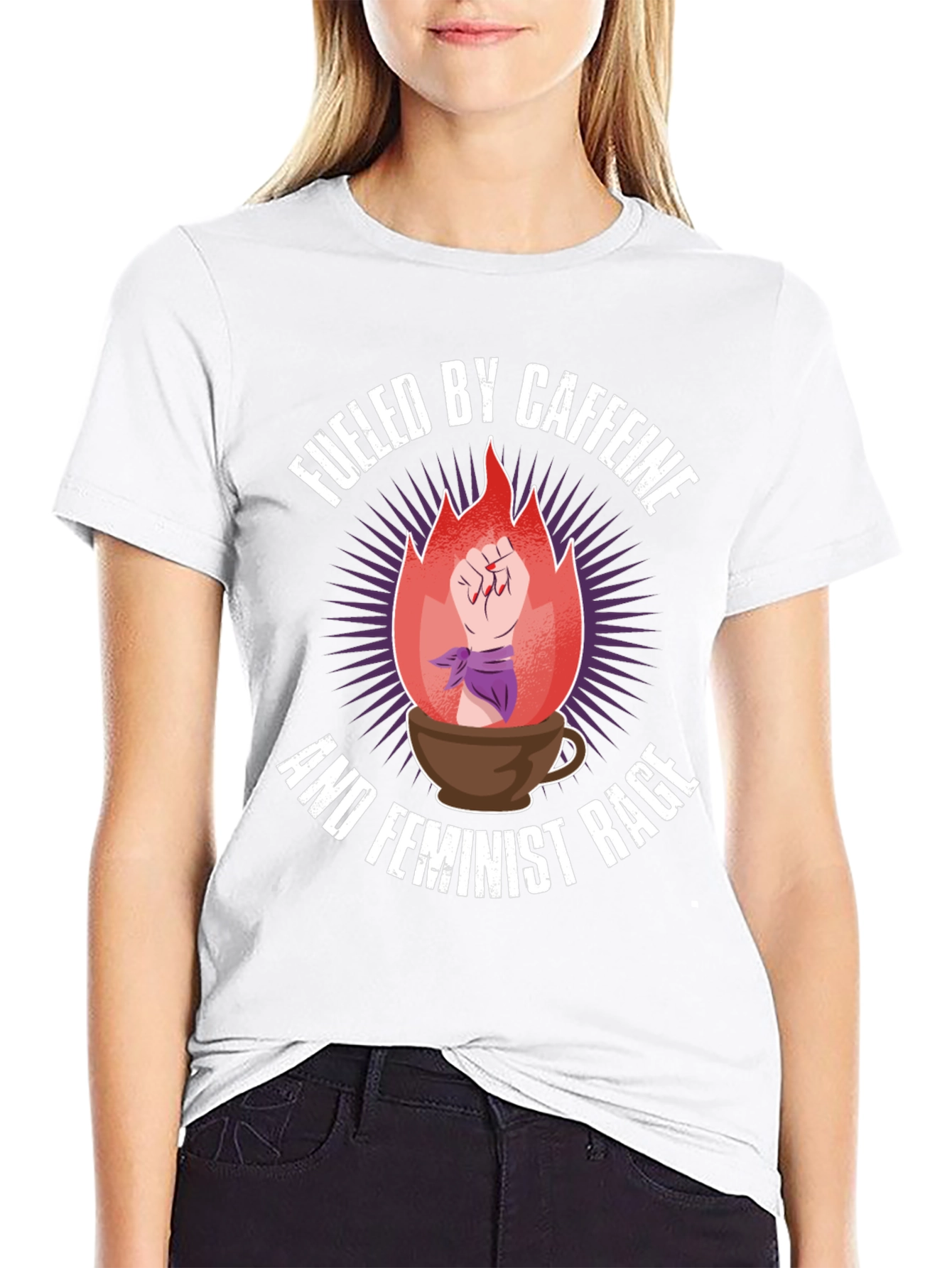 Fueled By Caffeine Feminist Rage Graphic Tee