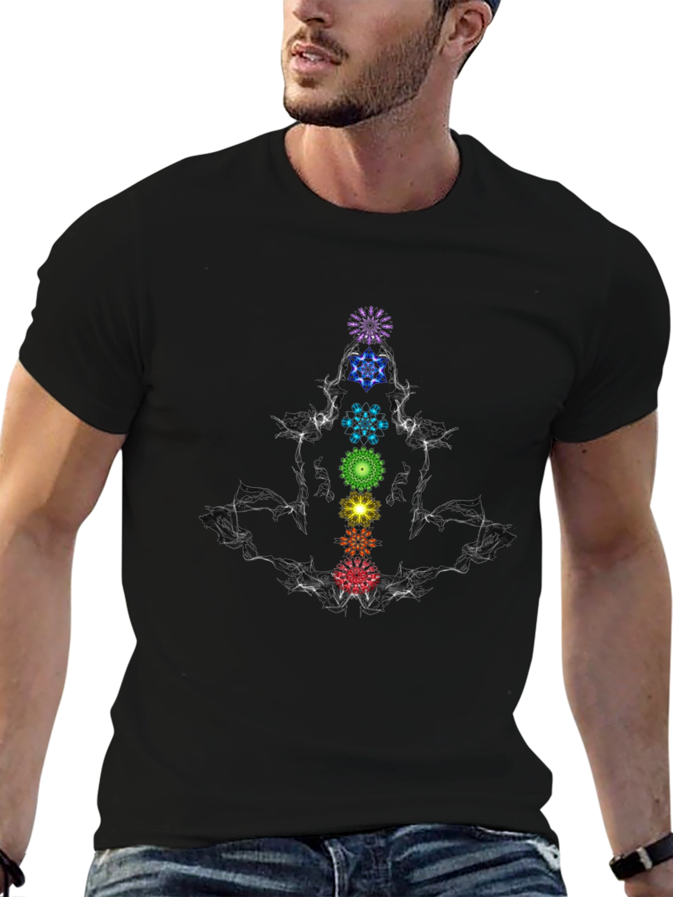 Chakra Mandala Graphic Tee - Meditative Style