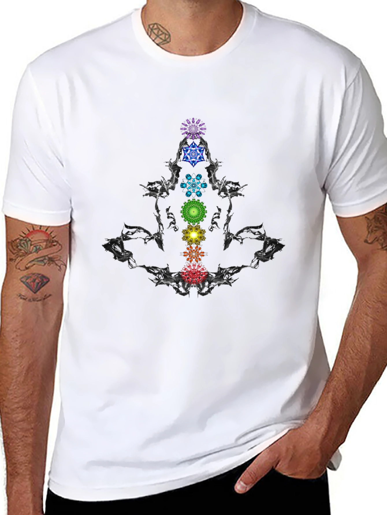 Chakra Mandala Graphic Tee - Meditative Style