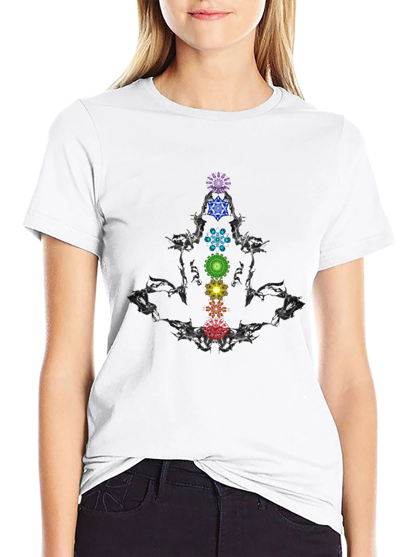 Chakra Mandala Graphic Tee - Meditative Style