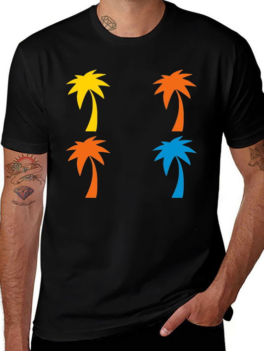 Trendy Palm Tree Graphic Black T-Shirt