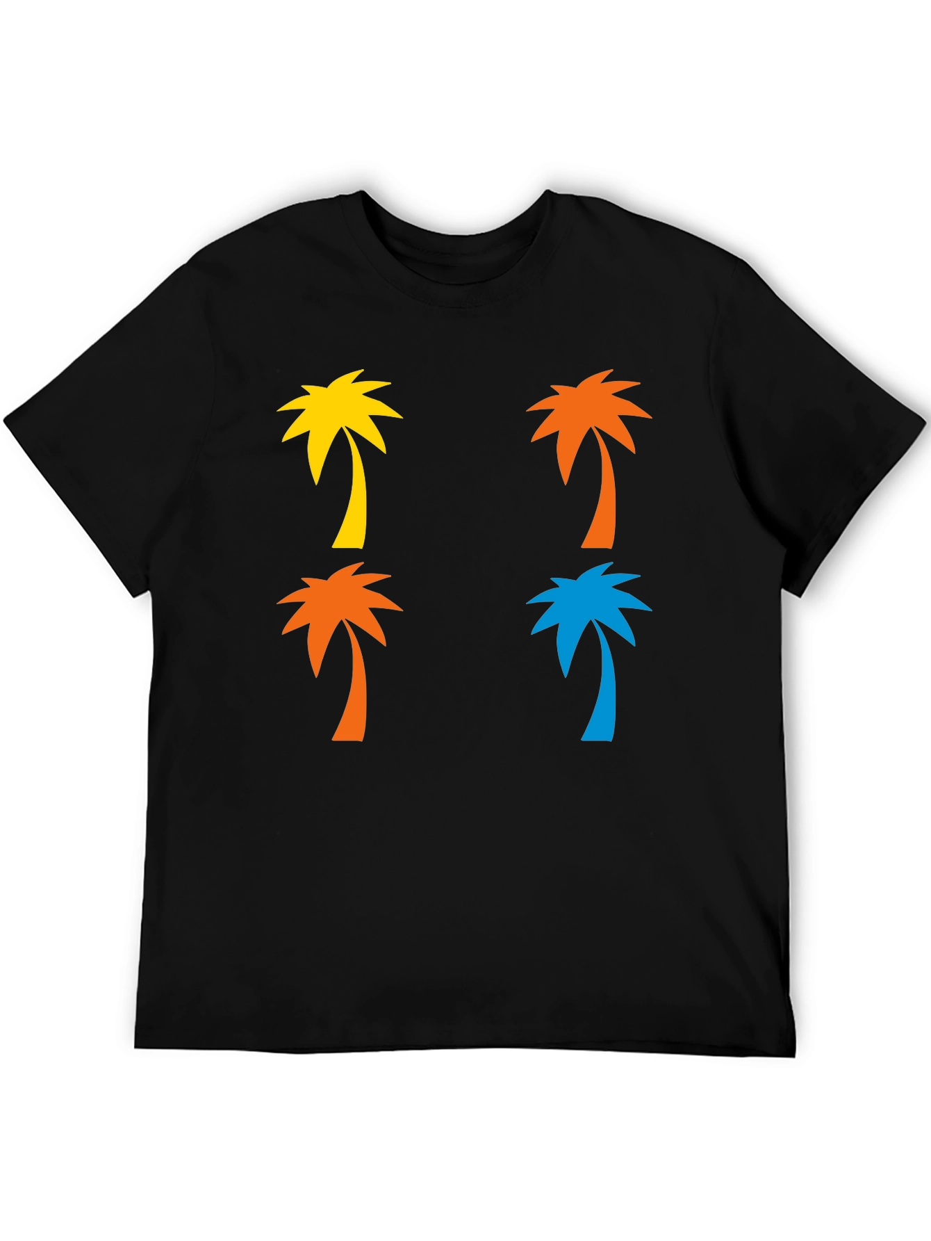Trendy Palm Tree Graphic Black T-Shirt
