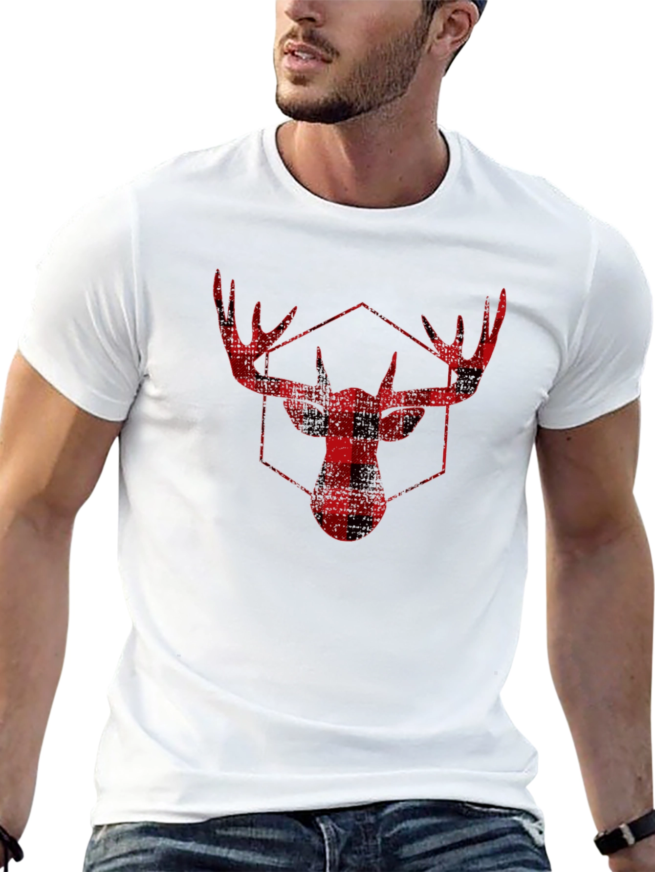 Plaid Moose Graphic Tee - Black Unisex T-Shirt