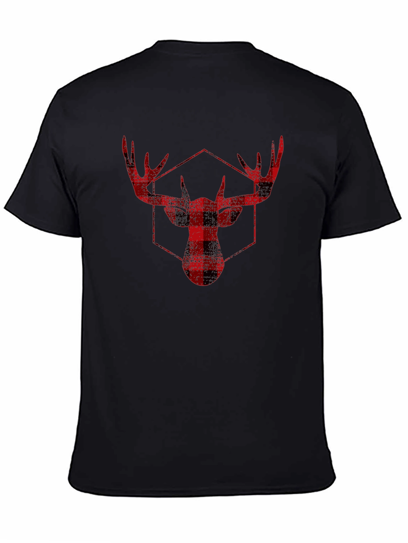 Plaid Moose Graphic Tee - Black Unisex T-Shirt