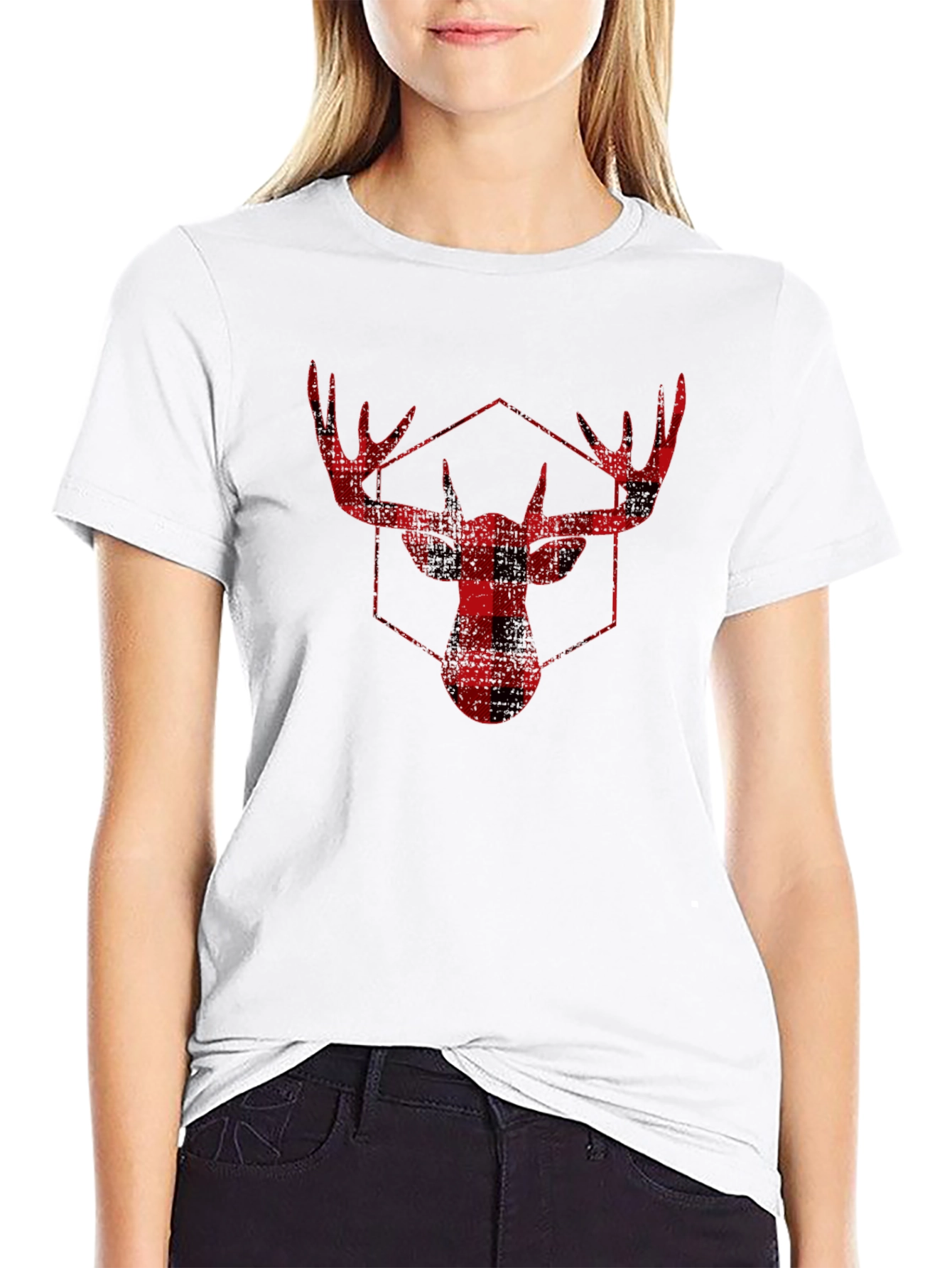 Plaid Moose Graphic Tee - Black Unisex T-Shirt