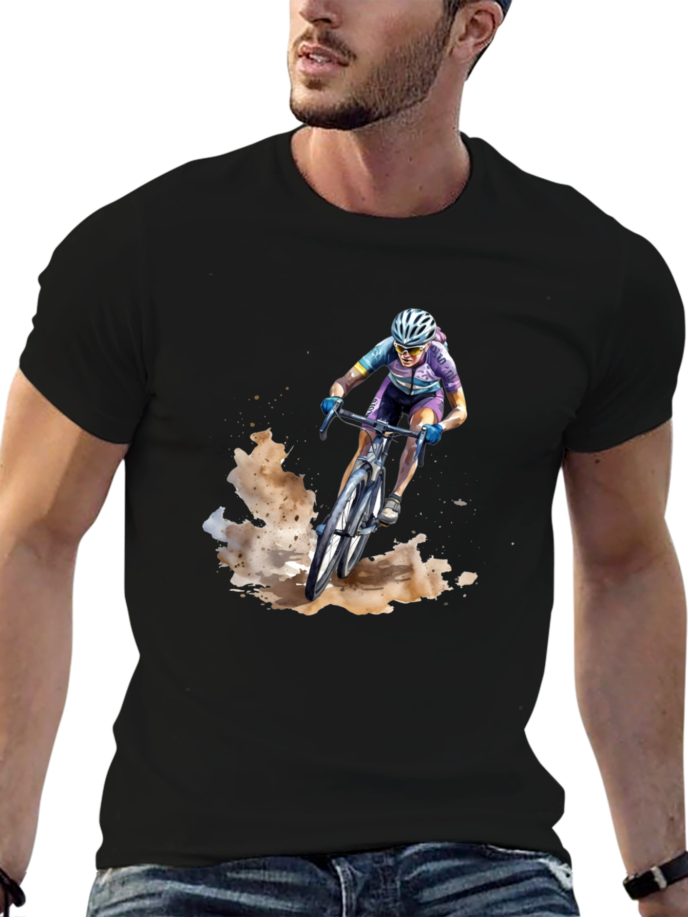 Mountain Biker Graphic Tee - Black Casual Shirt