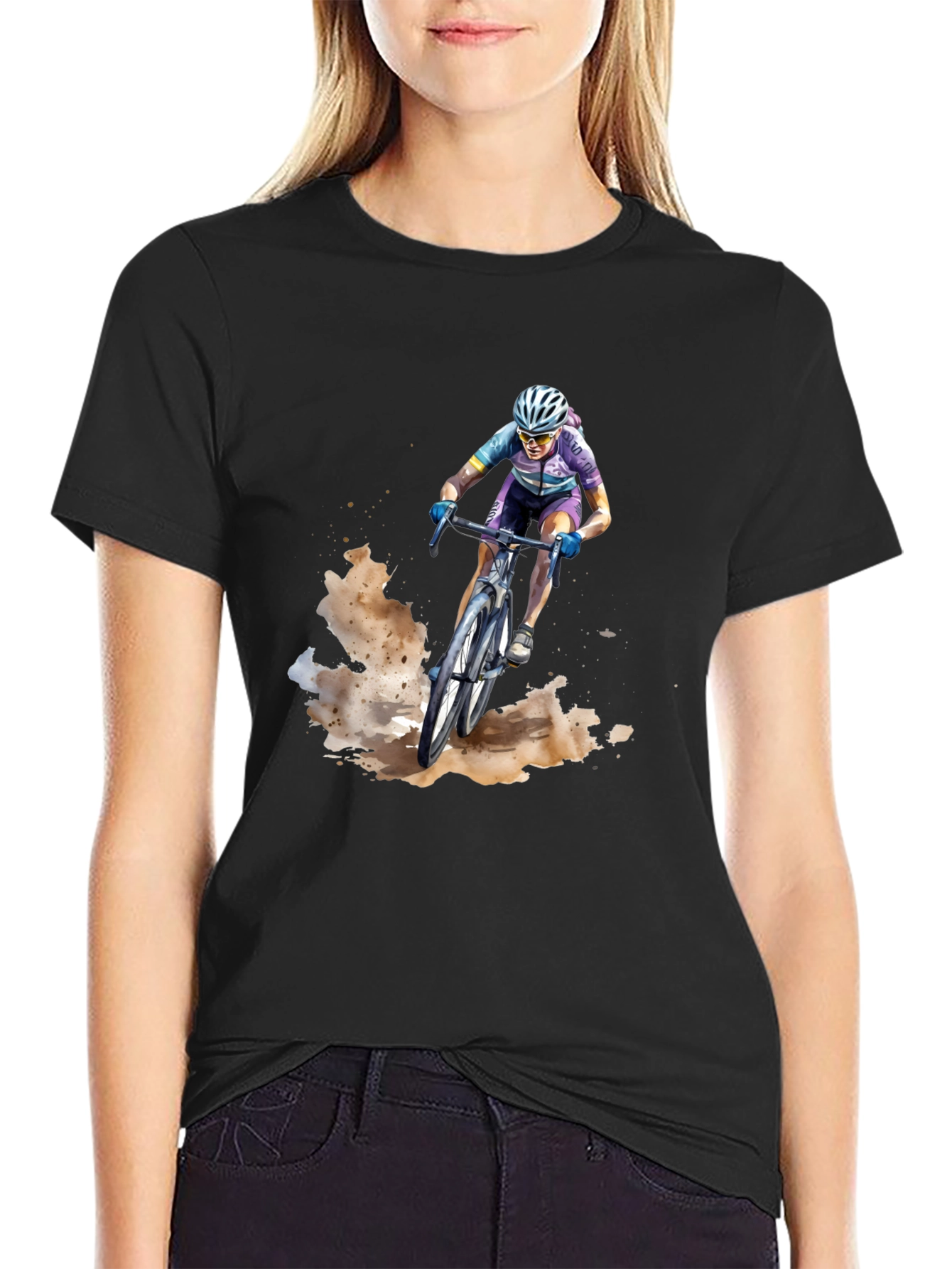 Mountain Biker Graphic Tee - Black Casual Shirt